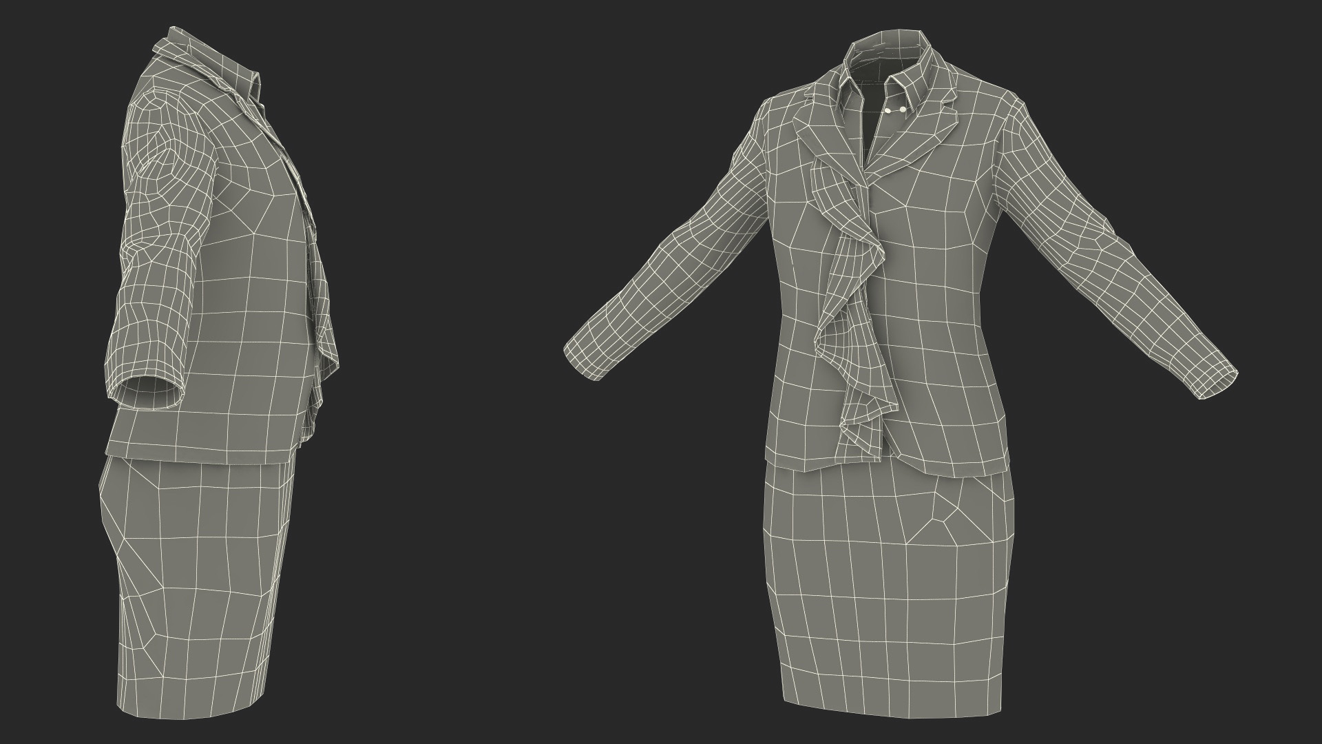 3D Womens Business Suit with Skirt