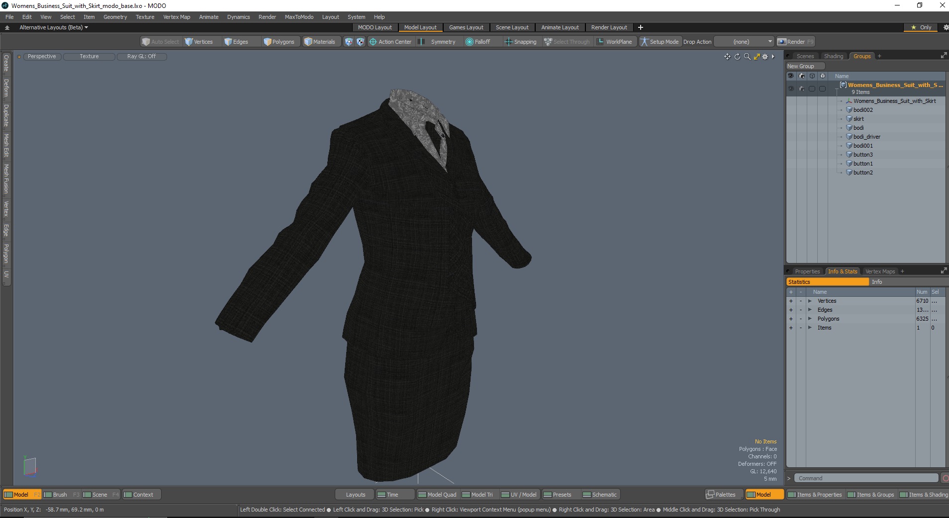 3D Womens Business Suit with Skirt