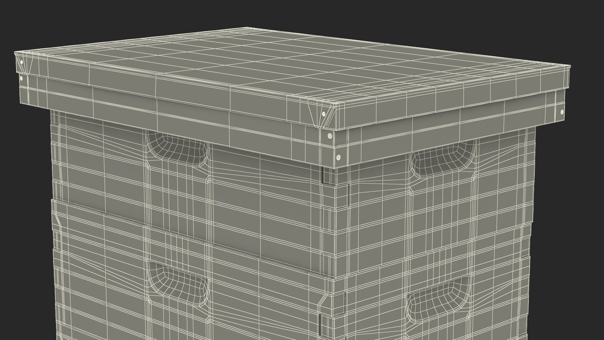 Wooden Beehive Brood Box with Bees 3D model
