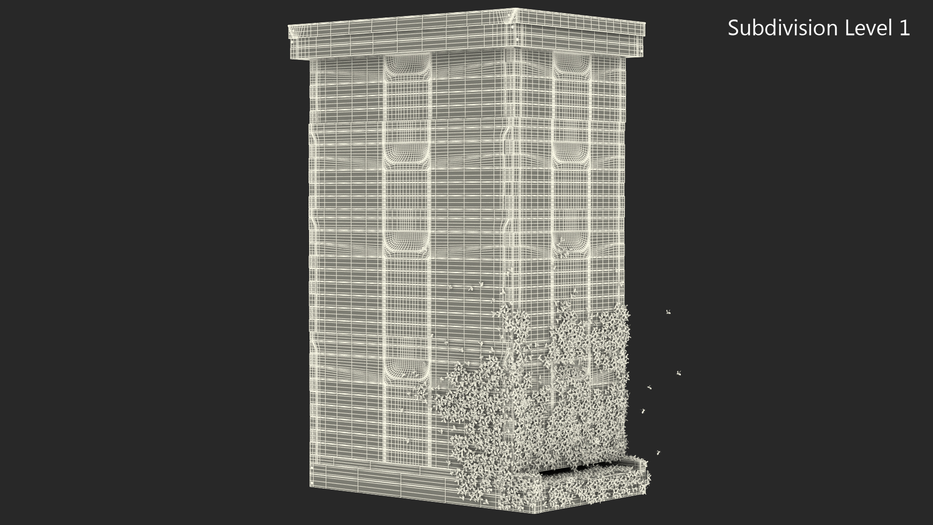 Wooden Beehive Brood Box with Bees 3D model