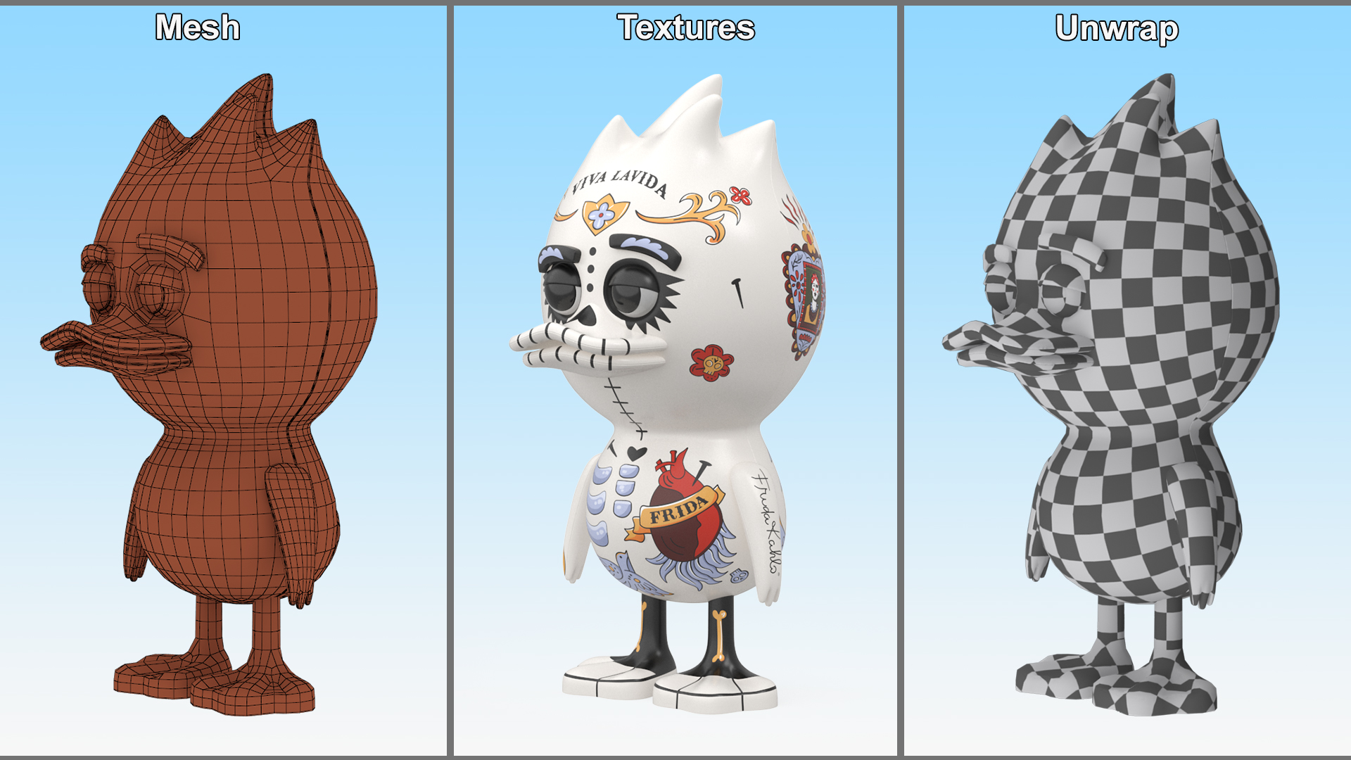 3D model TUD Toy Frida Kahlo White
