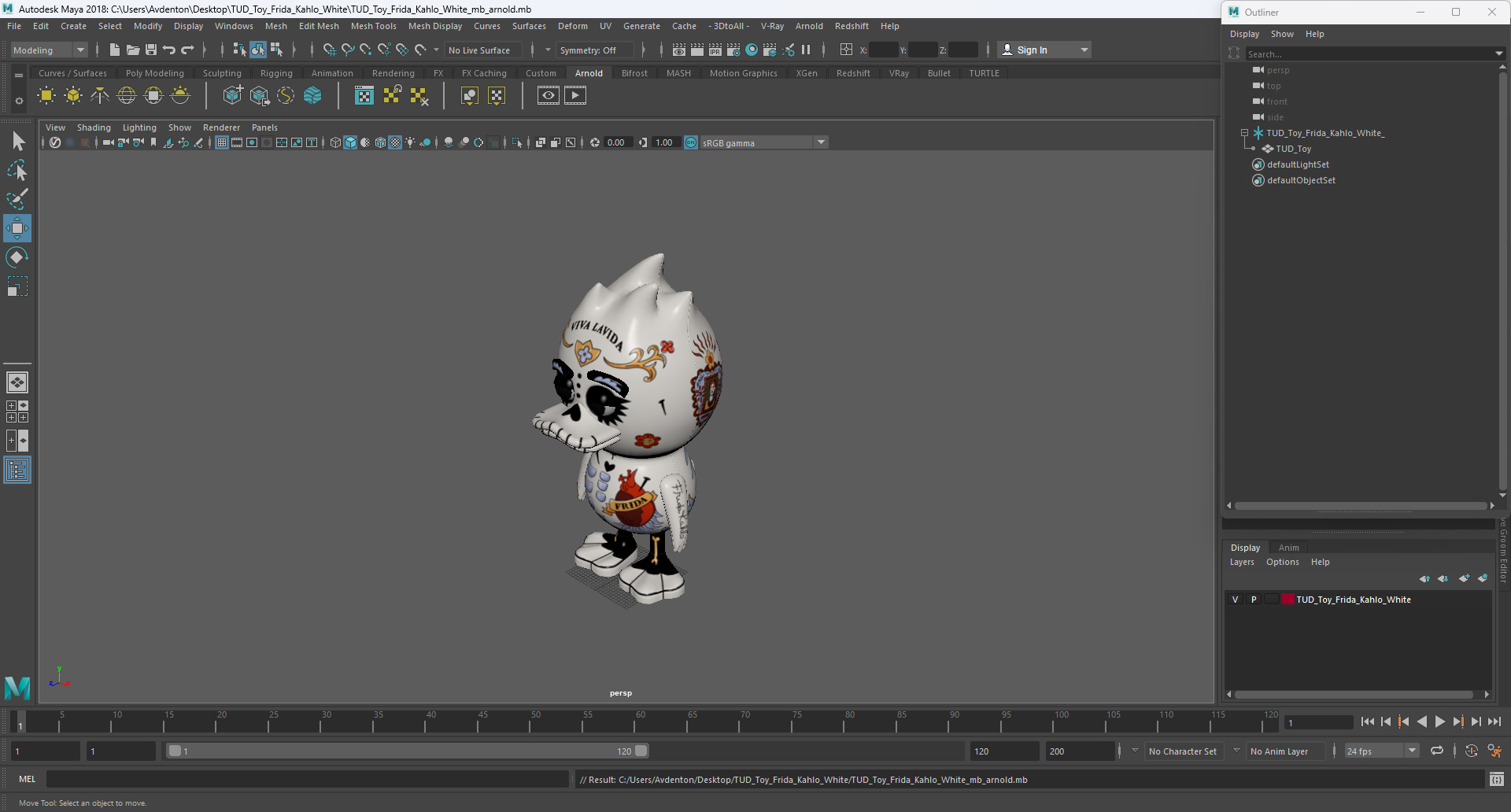 3D model TUD Toy Frida Kahlo White