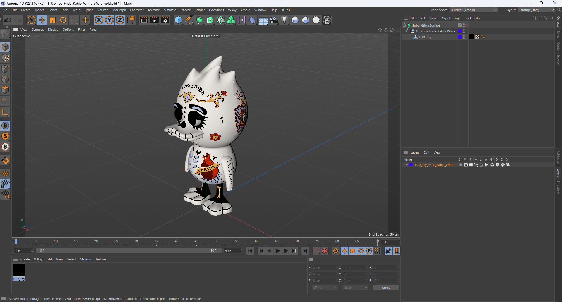 3D model TUD Toy Frida Kahlo White