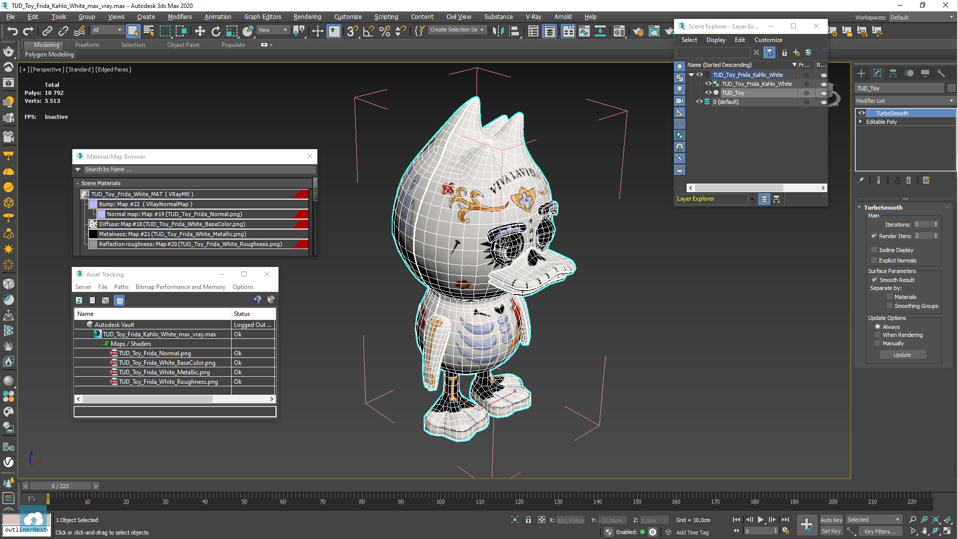 3D model TUD Toy Frida Kahlo White