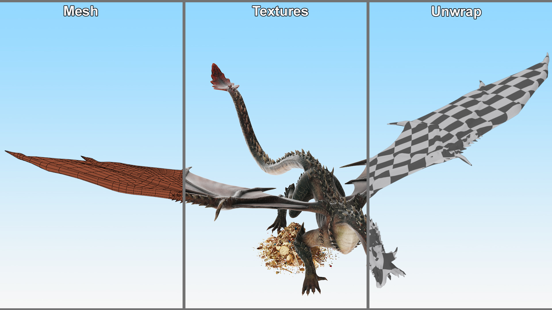 3D model Dragon Guarding Treasures