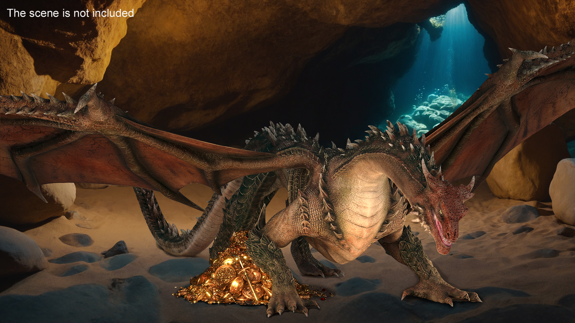 3D model Dragon Guarding Treasures