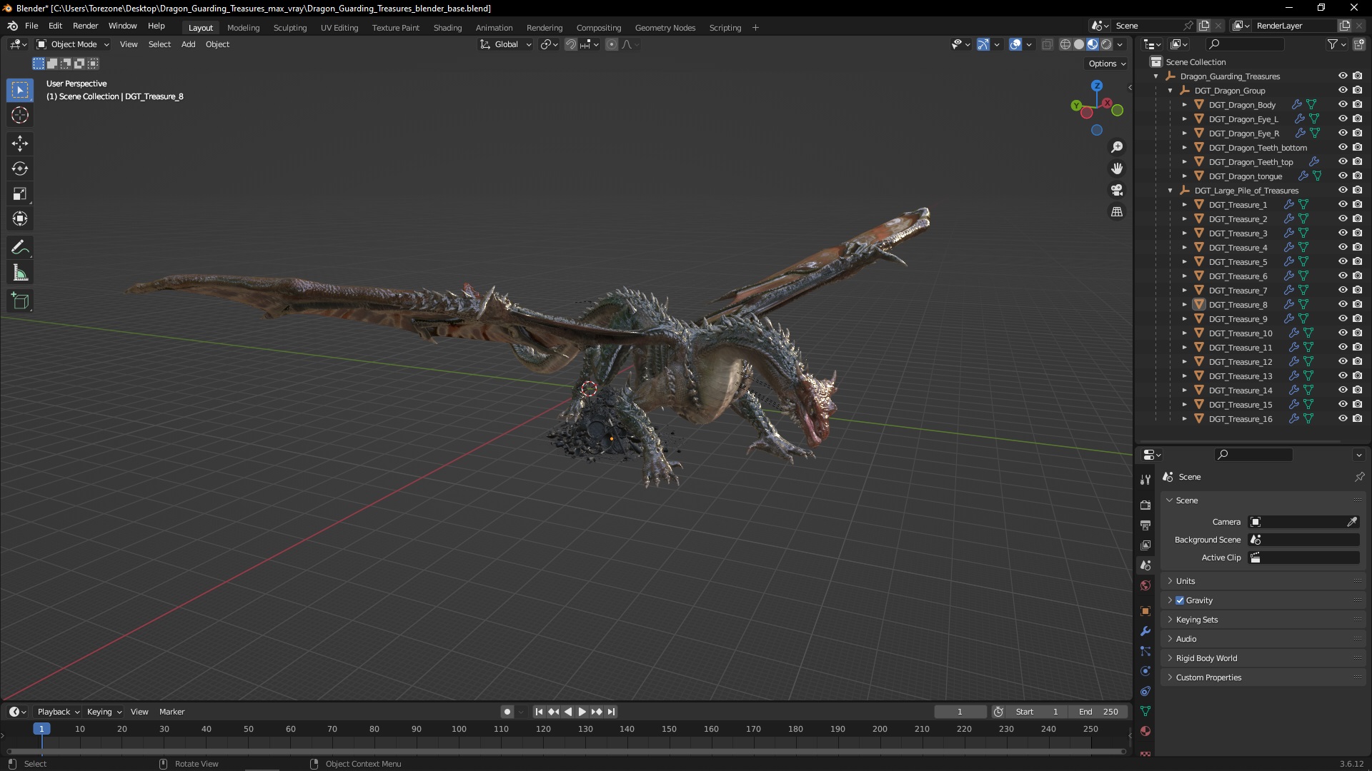 3D model Dragon Guarding Treasures