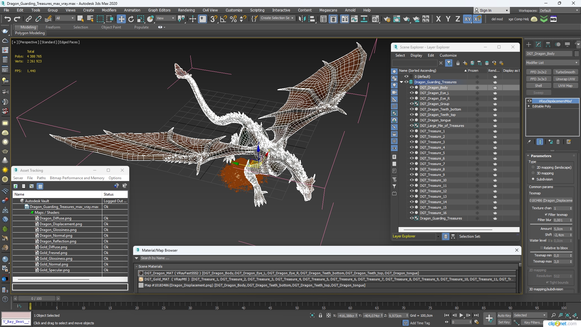 3D model Dragon Guarding Treasures