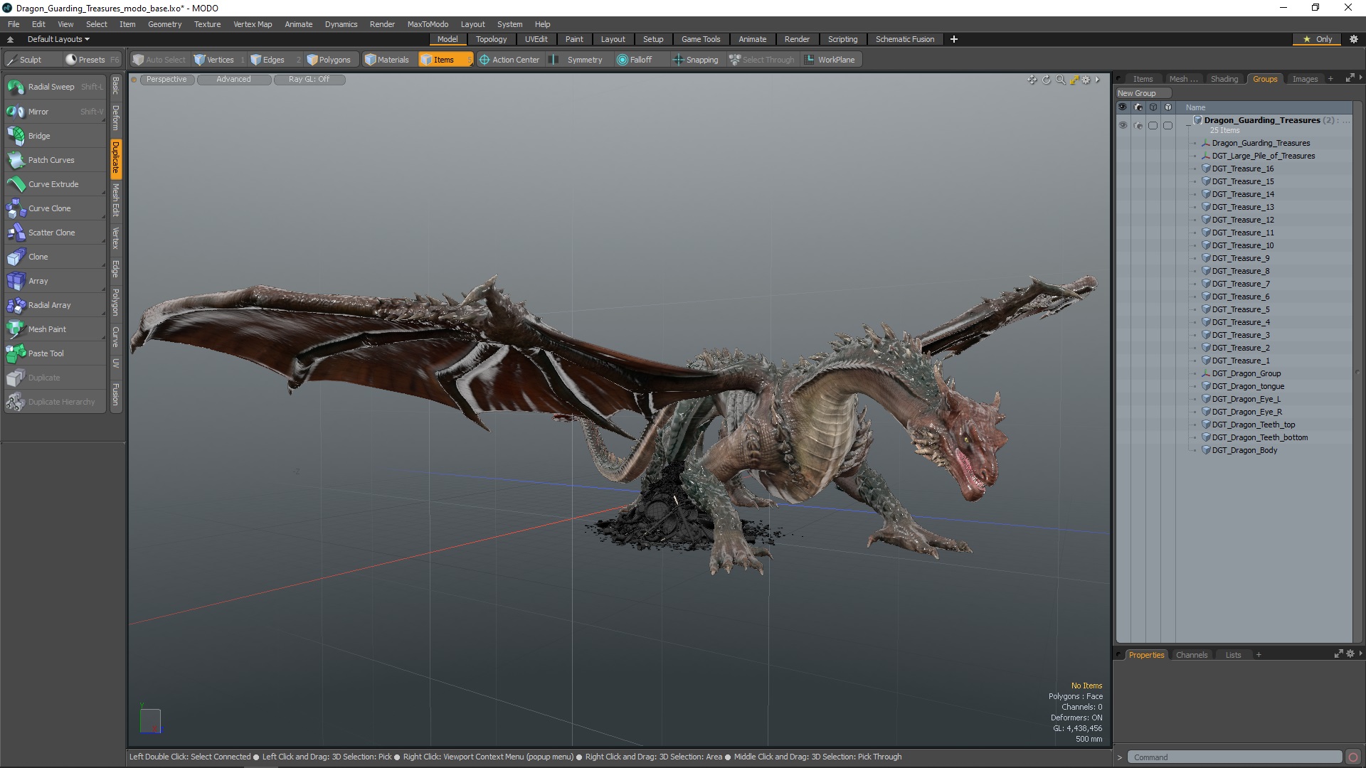 3D model Dragon Guarding Treasures