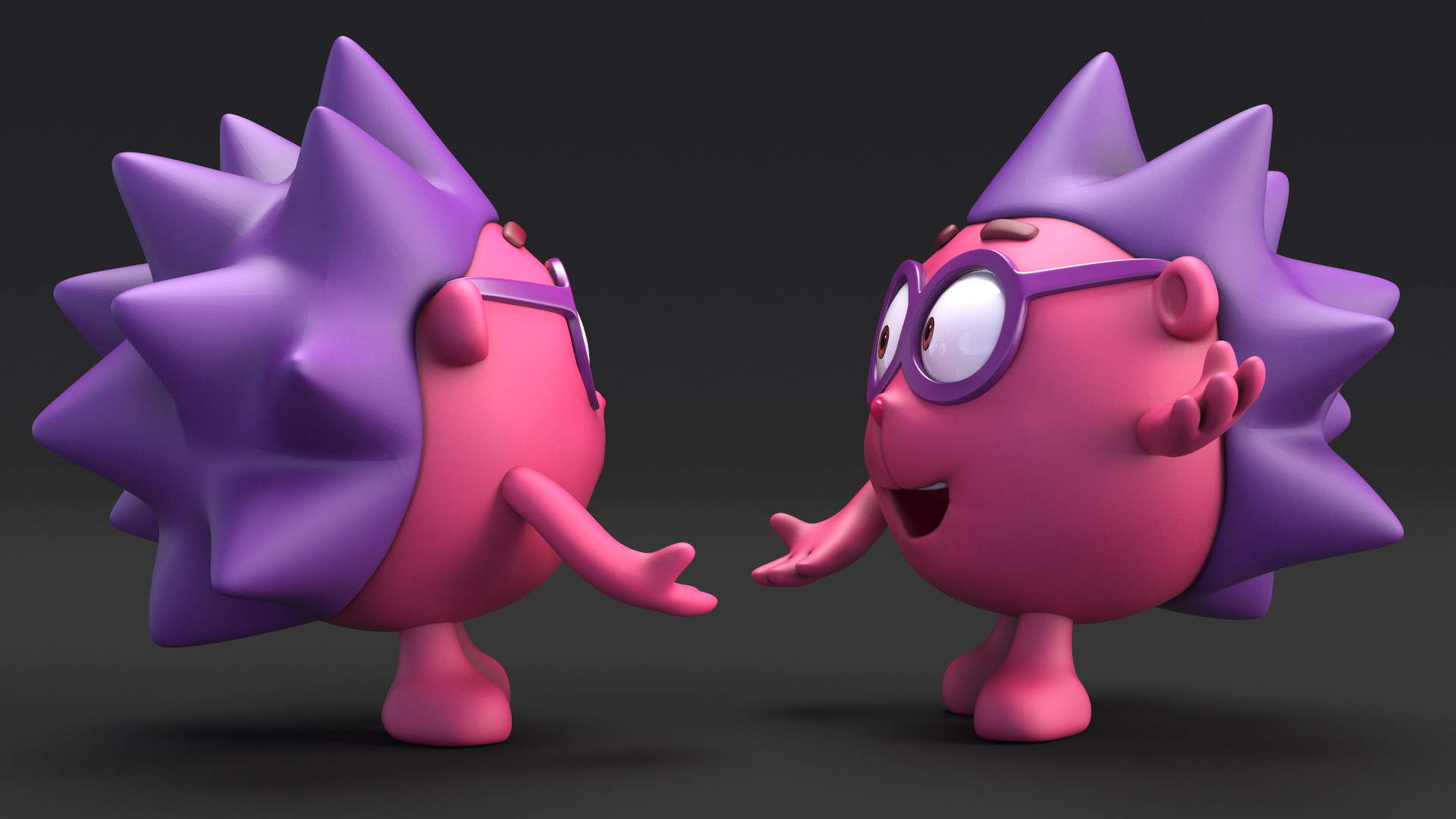 3D GoGoRiki Hedgehog Character Happy Pose model