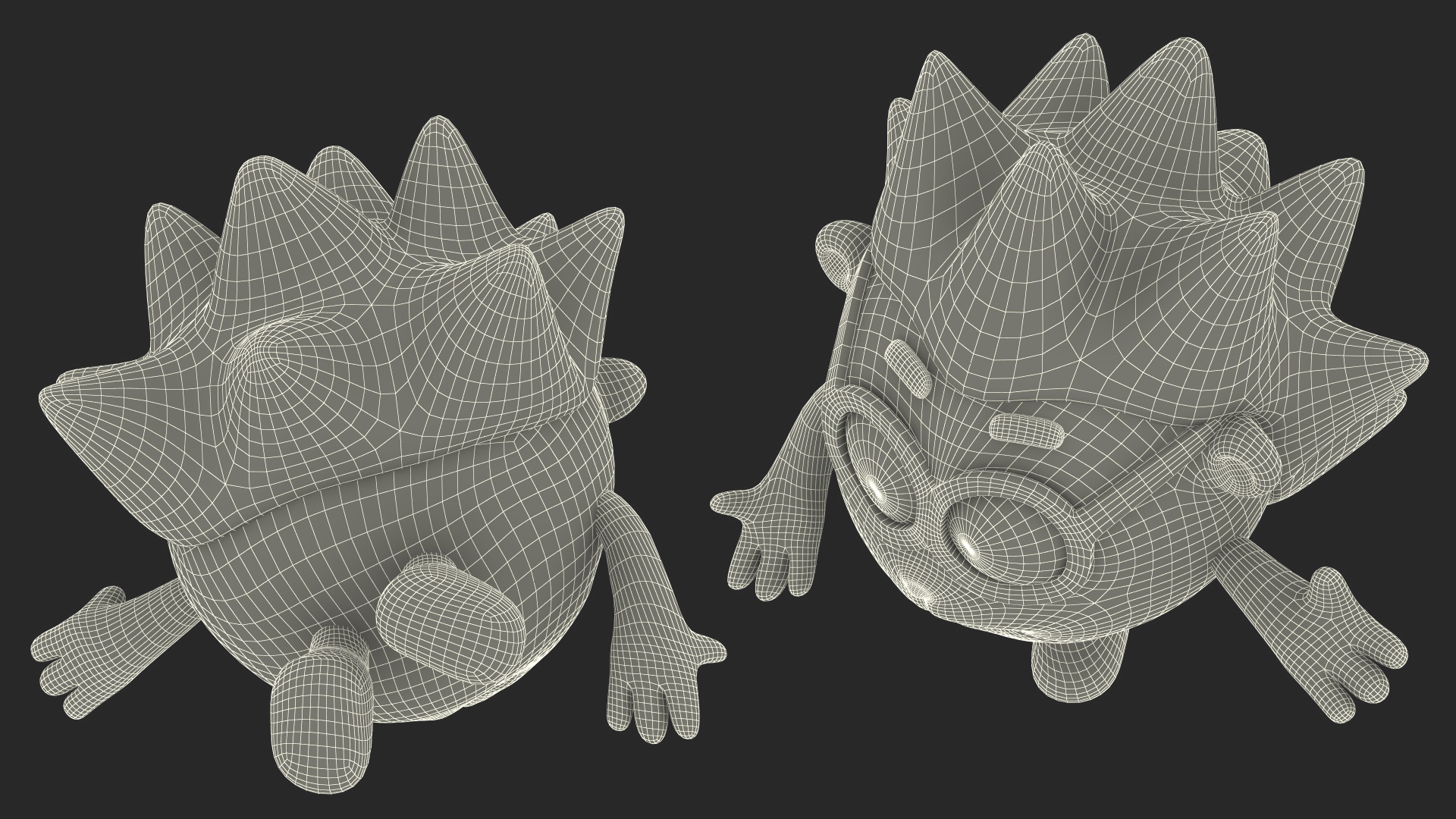 3D GoGoRiki Hedgehog Character Happy Pose model