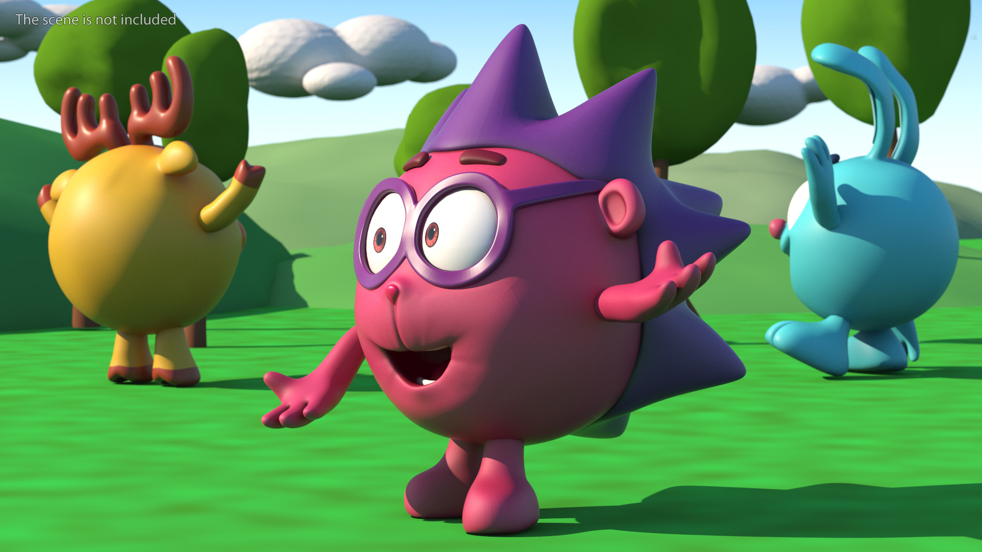 3D GoGoRiki Hedgehog Character Happy Pose model