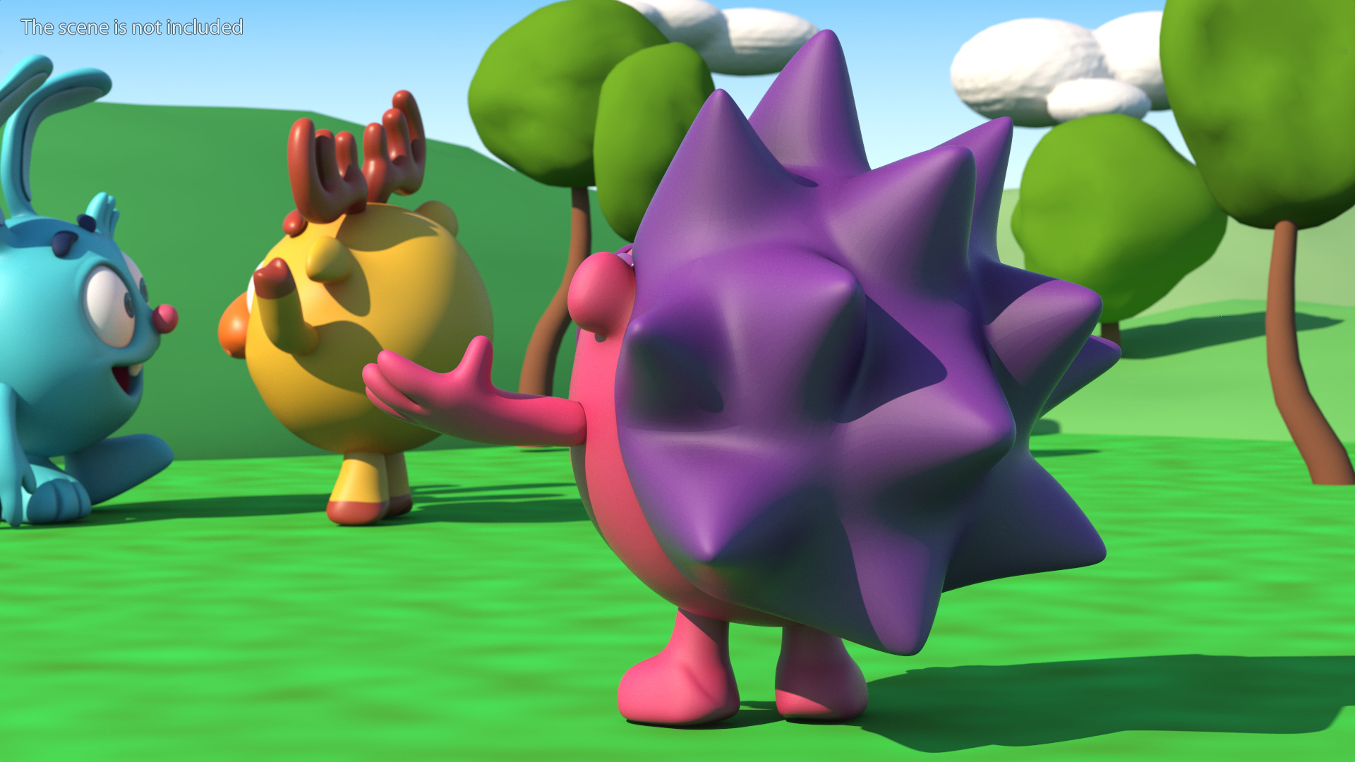 3D GoGoRiki Hedgehog Character Happy Pose model