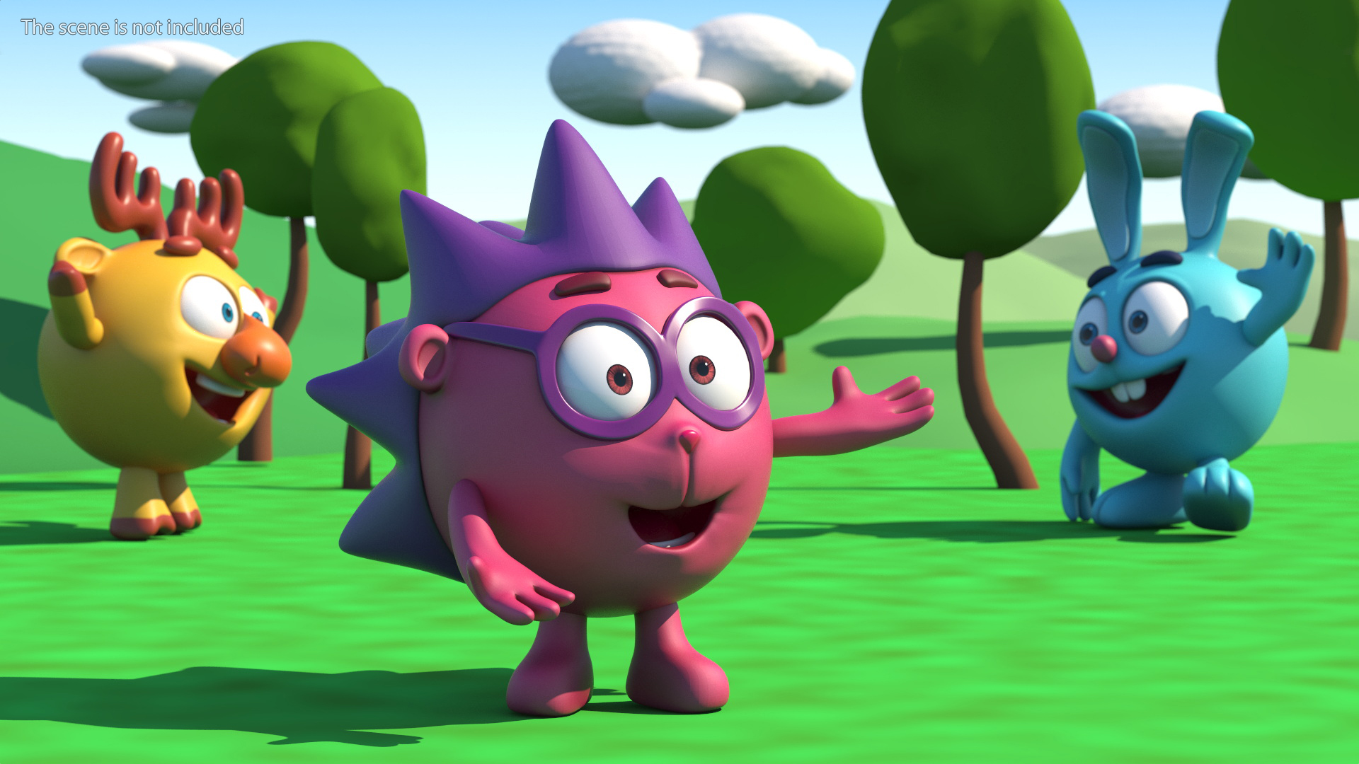 3D GoGoRiki Hedgehog Character Happy Pose model