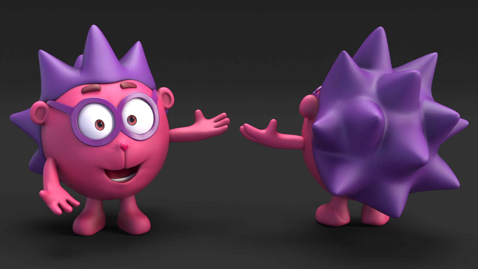 3D GoGoRiki Hedgehog Character Happy Pose model