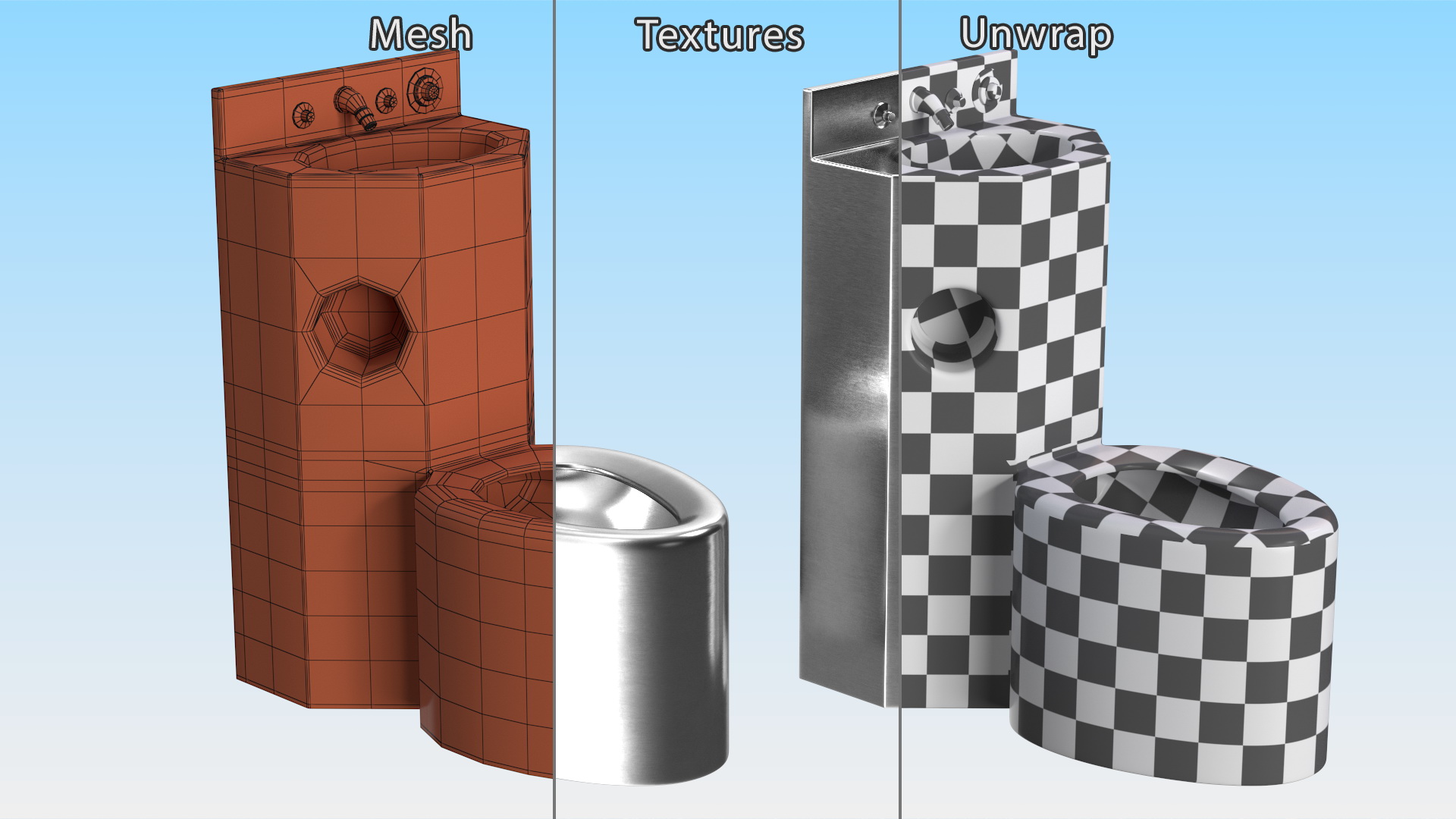 3D Stainless Steel Commode Toilet Basin Combination model