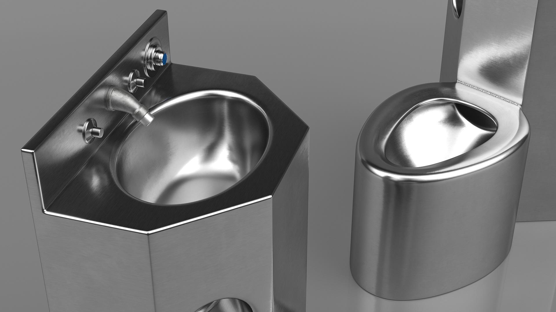 3D Stainless Steel Commode Toilet Basin Combination model