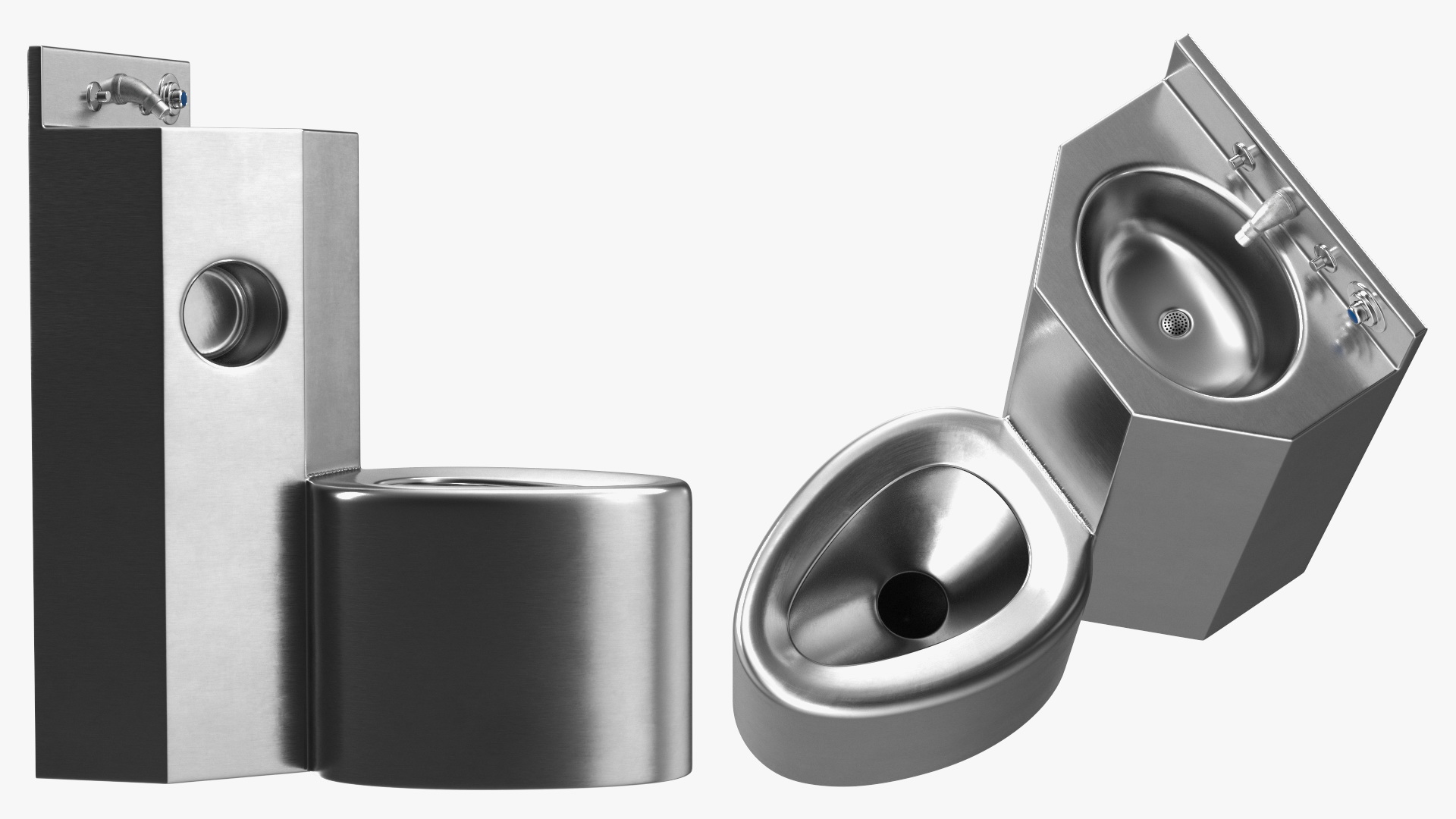 3D Stainless Steel Commode Toilet Basin Combination model