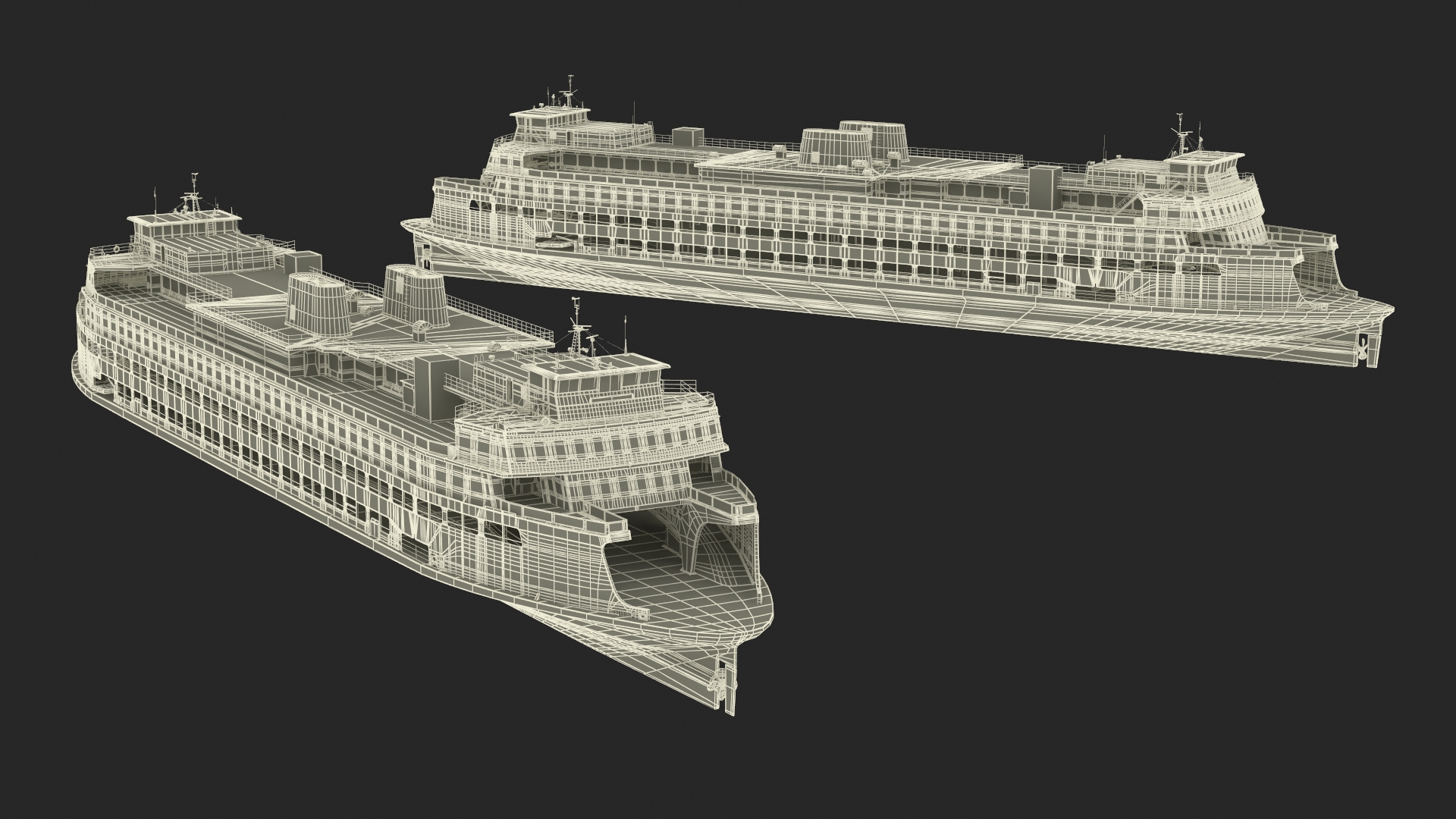 3D Large Ferry Ship