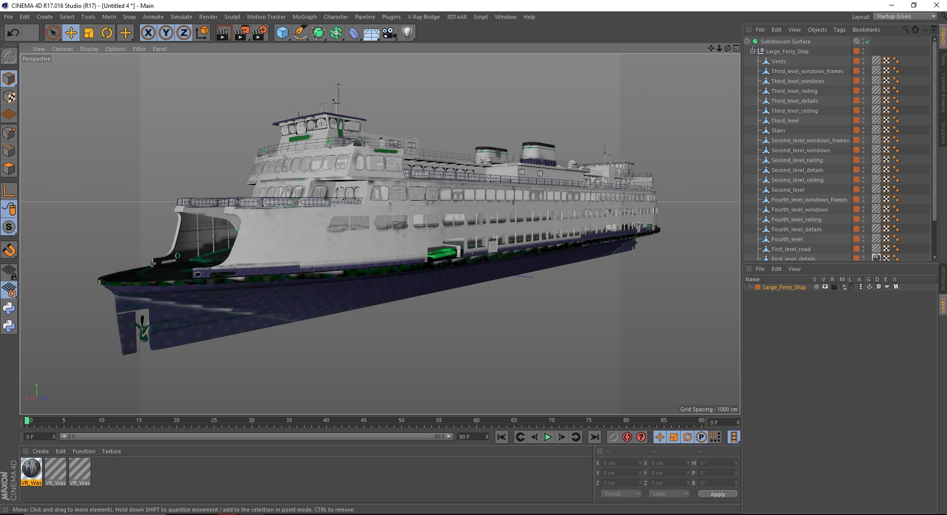 3D Large Ferry Ship