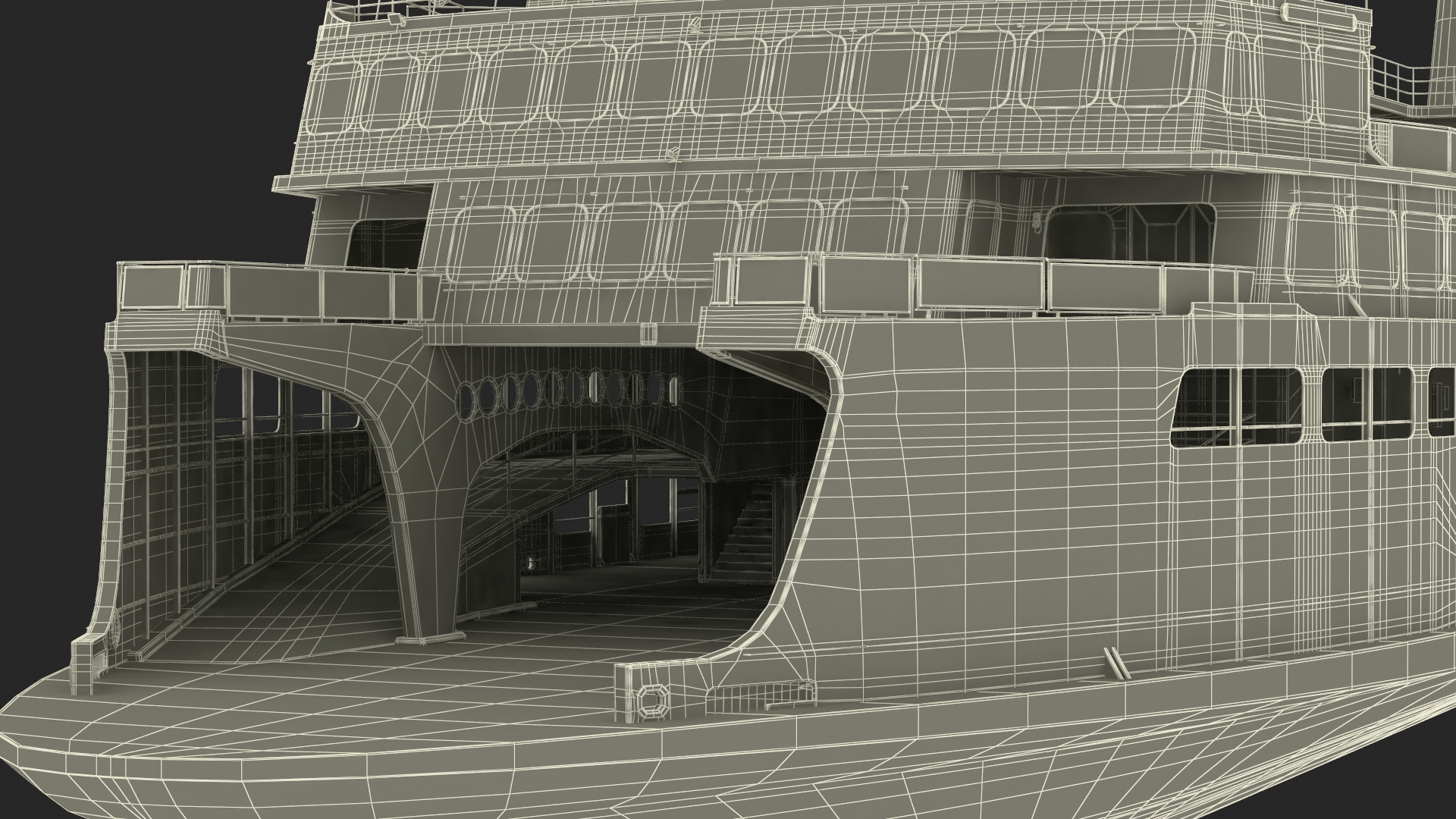3D Large Ferry Ship