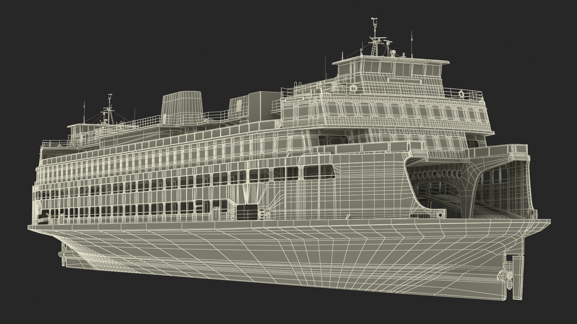 3D Large Ferry Ship