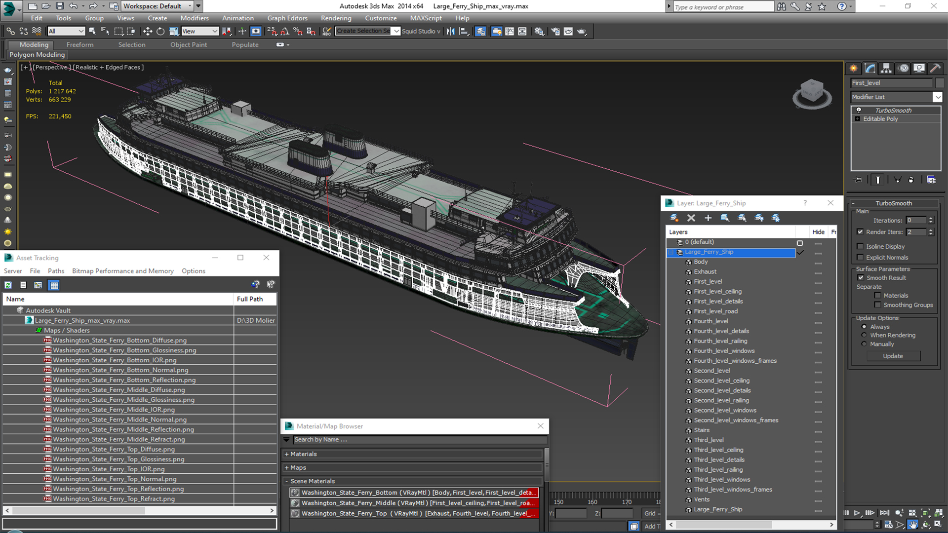 3D Large Ferry Ship