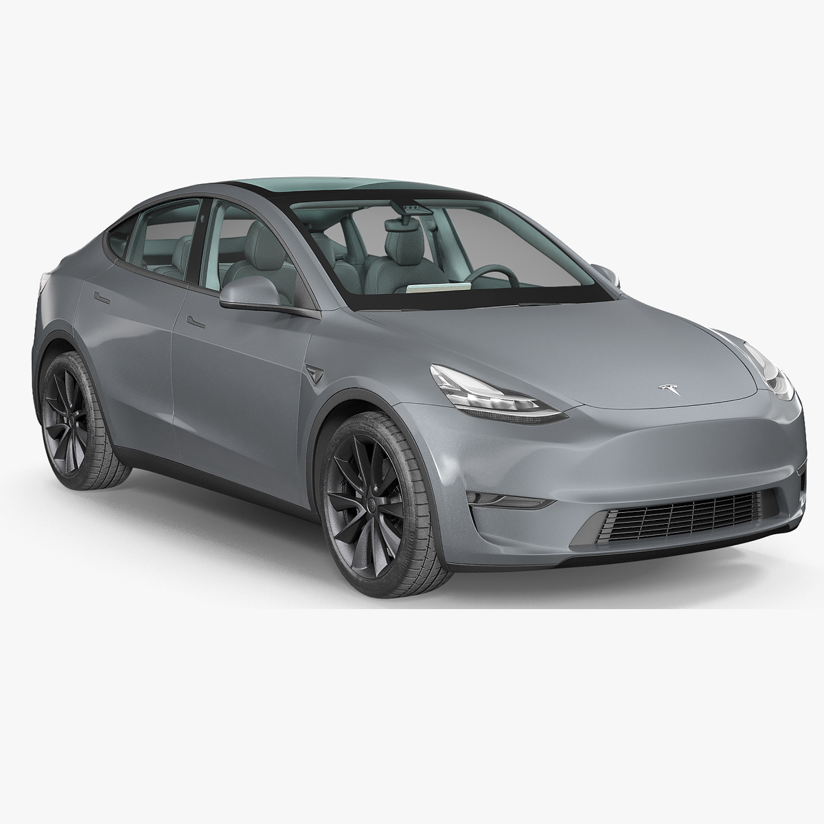 3D Tesla Model Y Silver Rigged for Cinema 4D