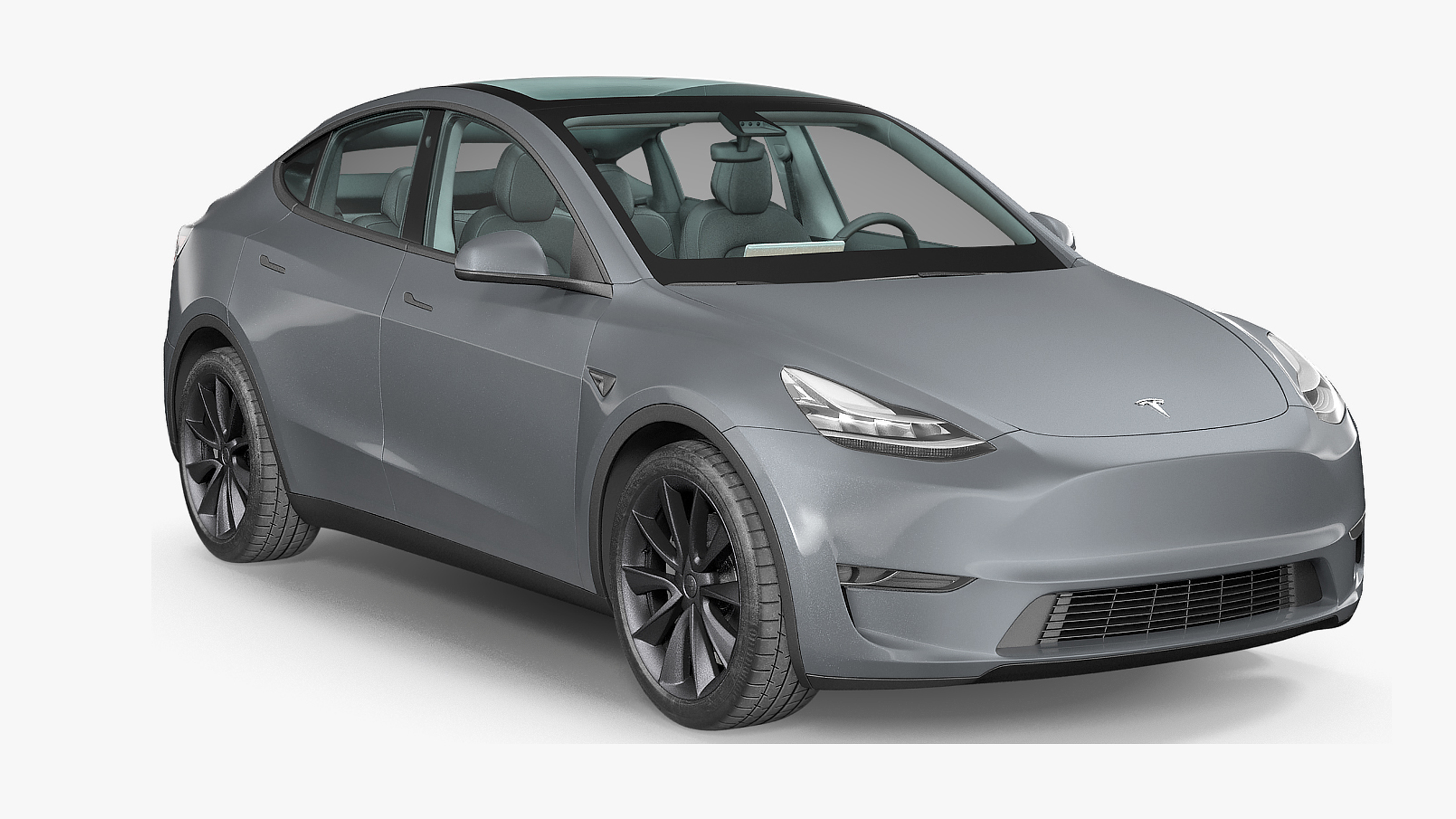 3D Tesla Model Y Silver Rigged for Cinema 4D