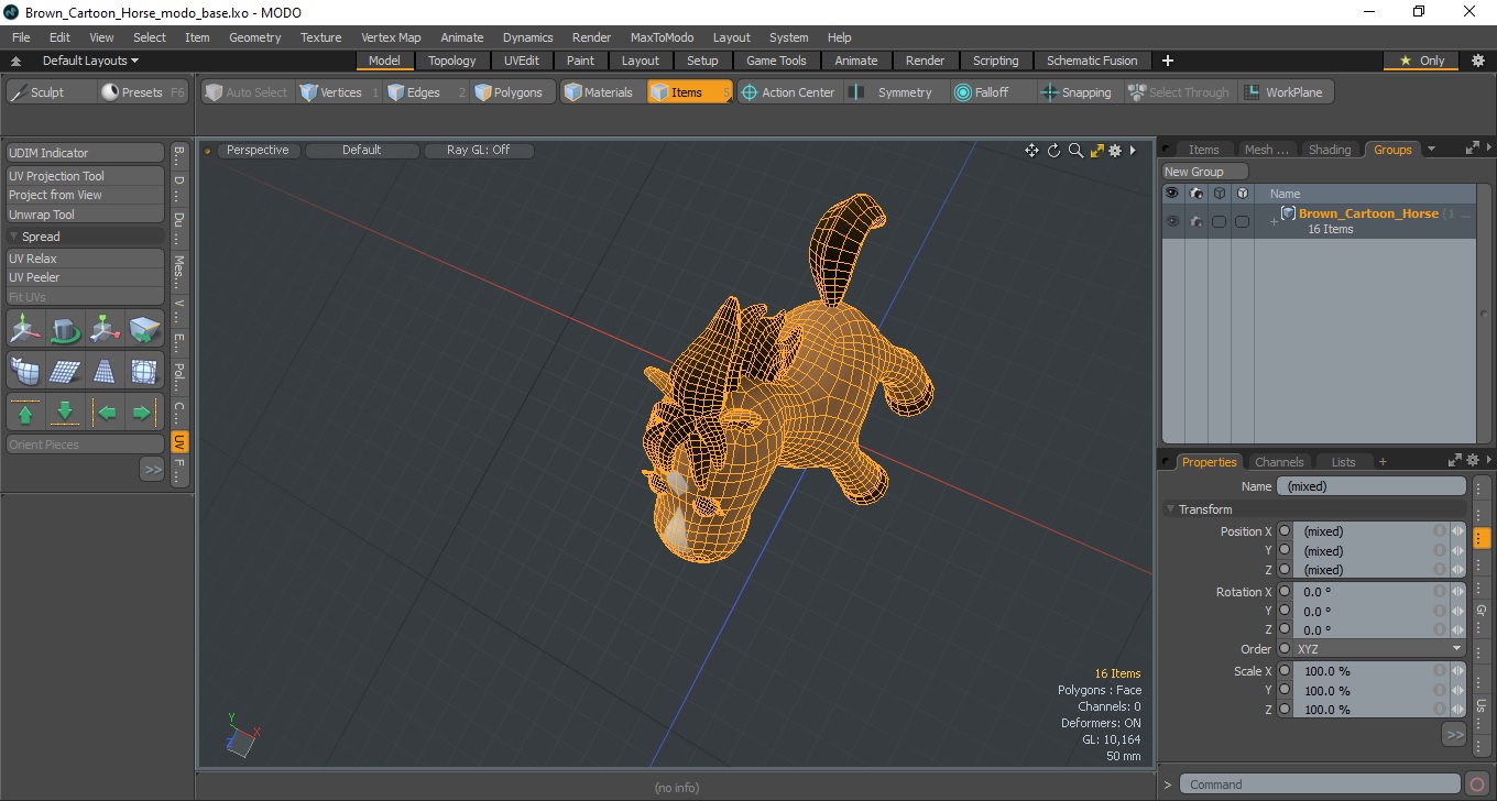 Brown Cartoon Horse 3D model