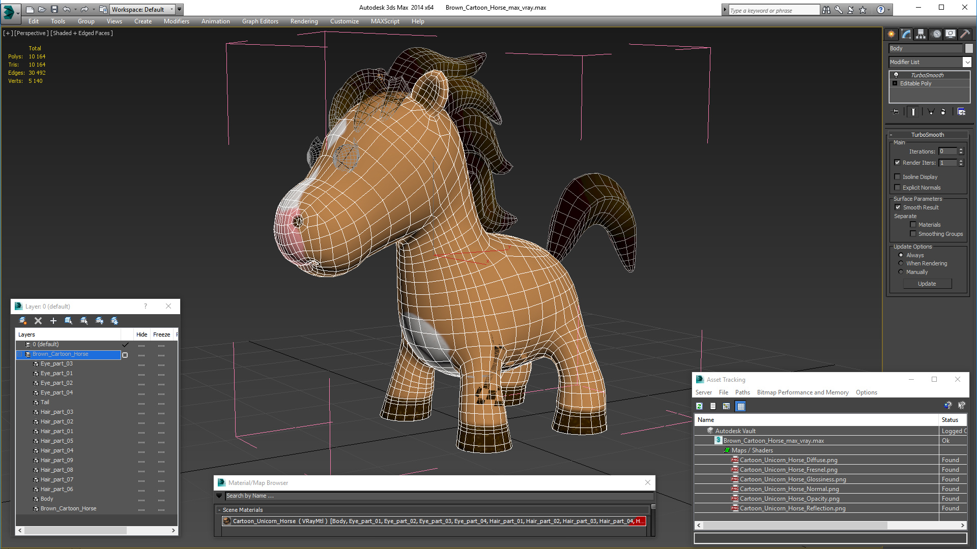 Brown Cartoon Horse 3D model
