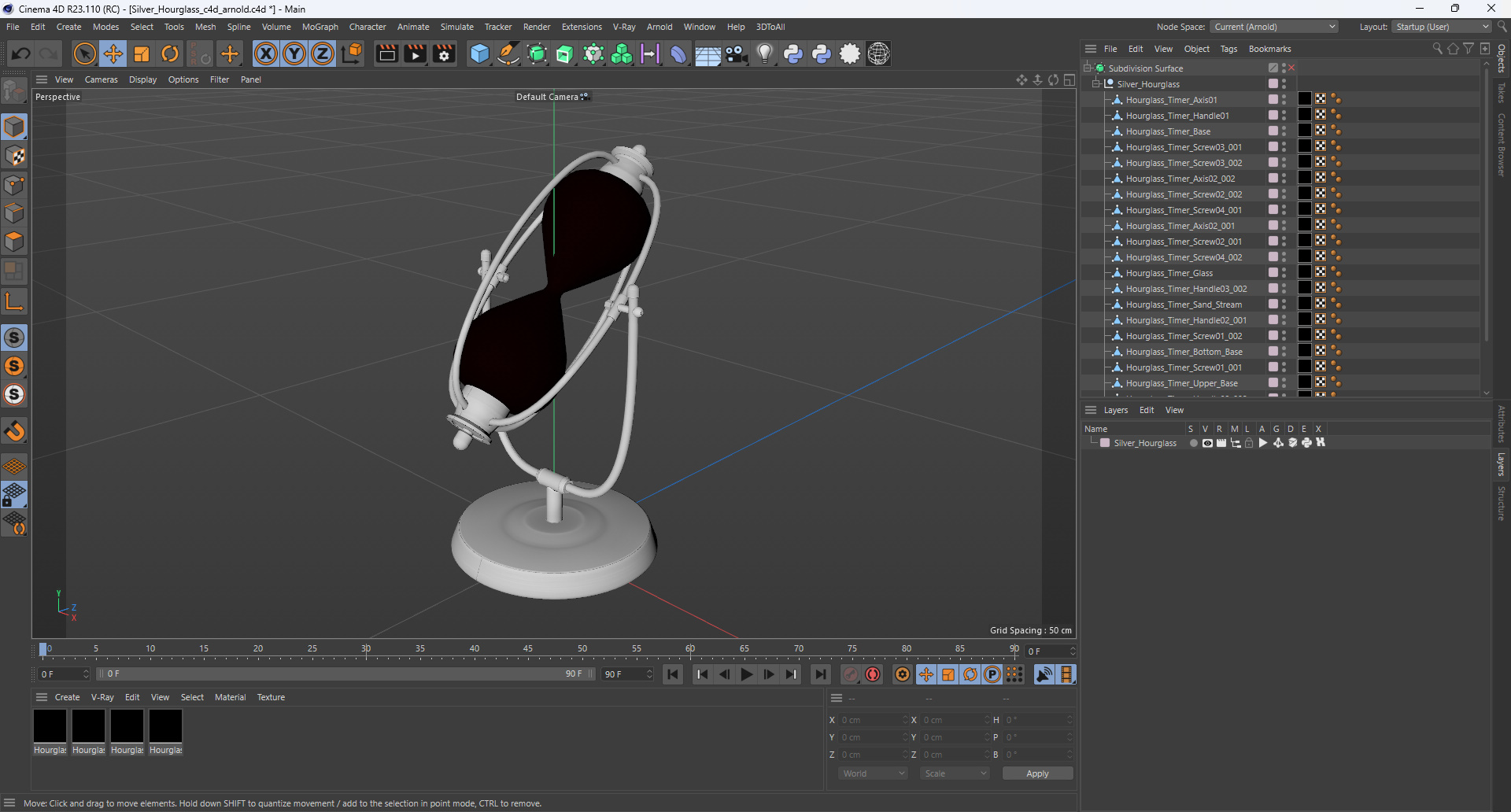 3D Silver Hourglass