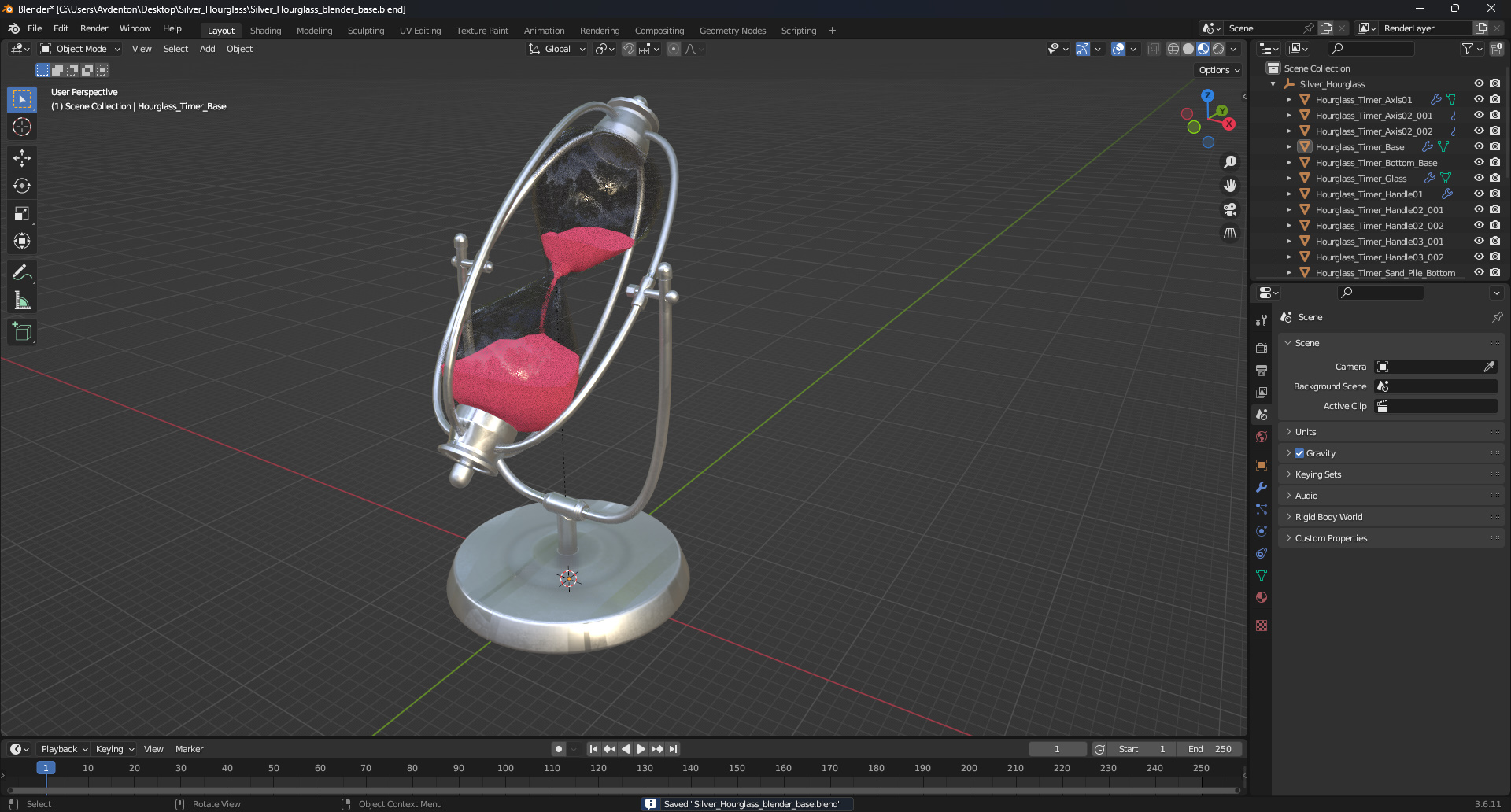 3D Silver Hourglass