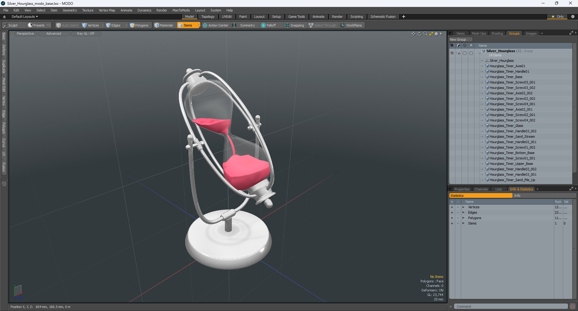 3D Silver Hourglass