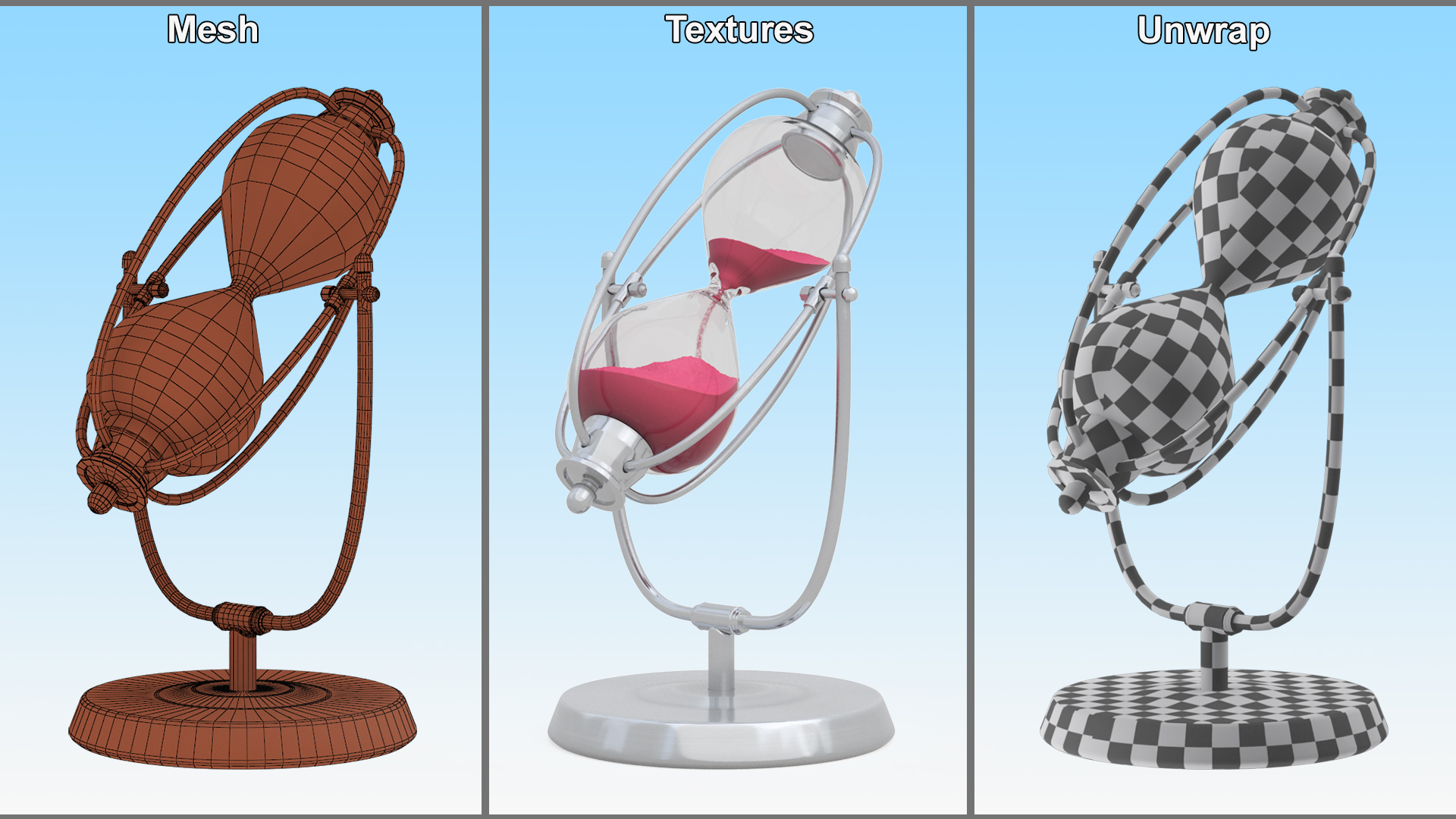 3D Silver Hourglass
