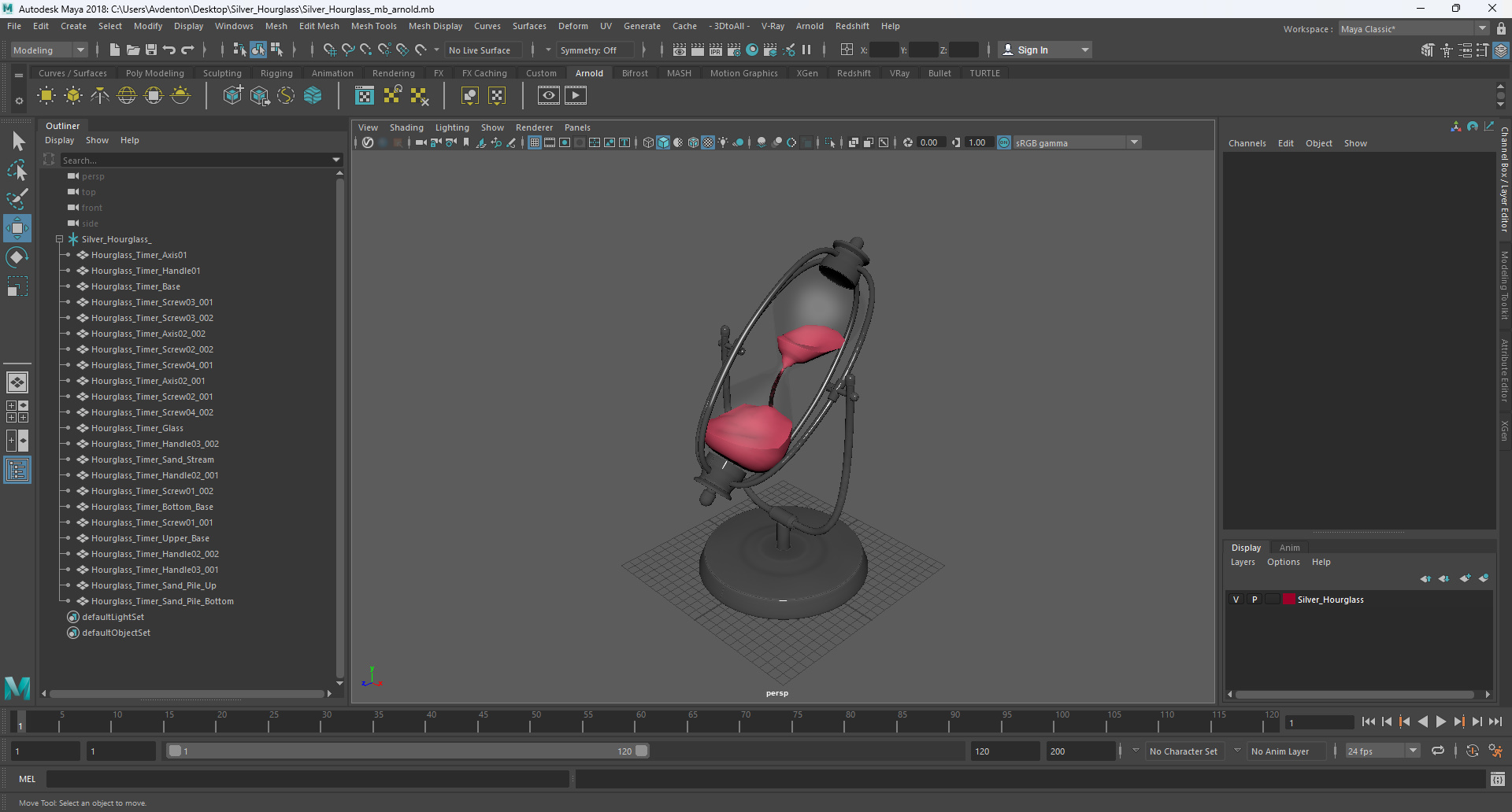 3D Silver Hourglass