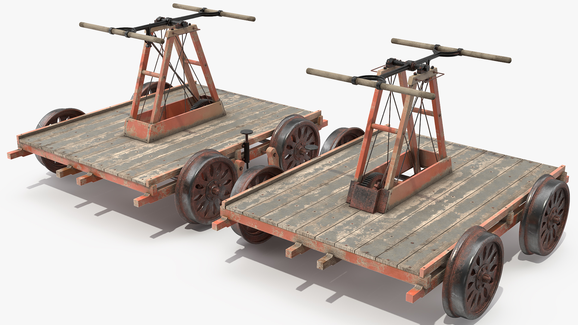 3D model Vintage Railway Handcar Rigged