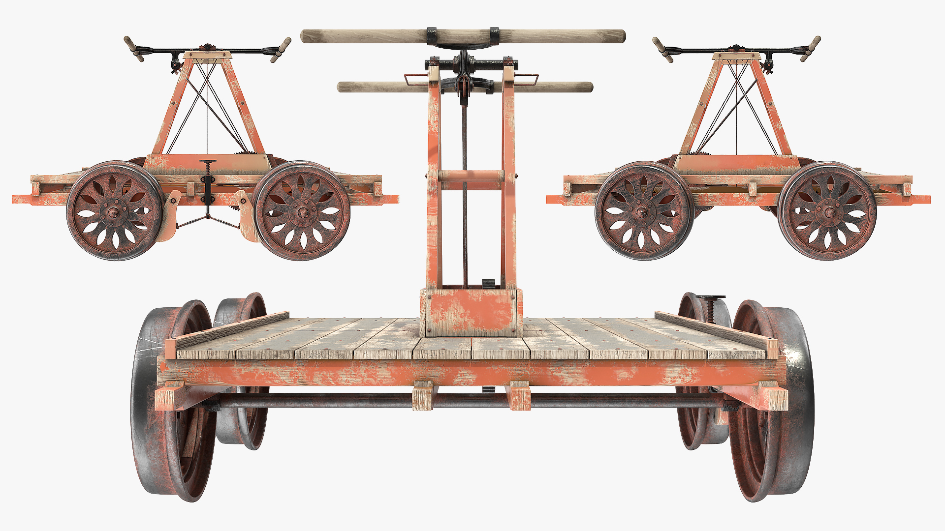 3D model Vintage Railway Handcar Rigged