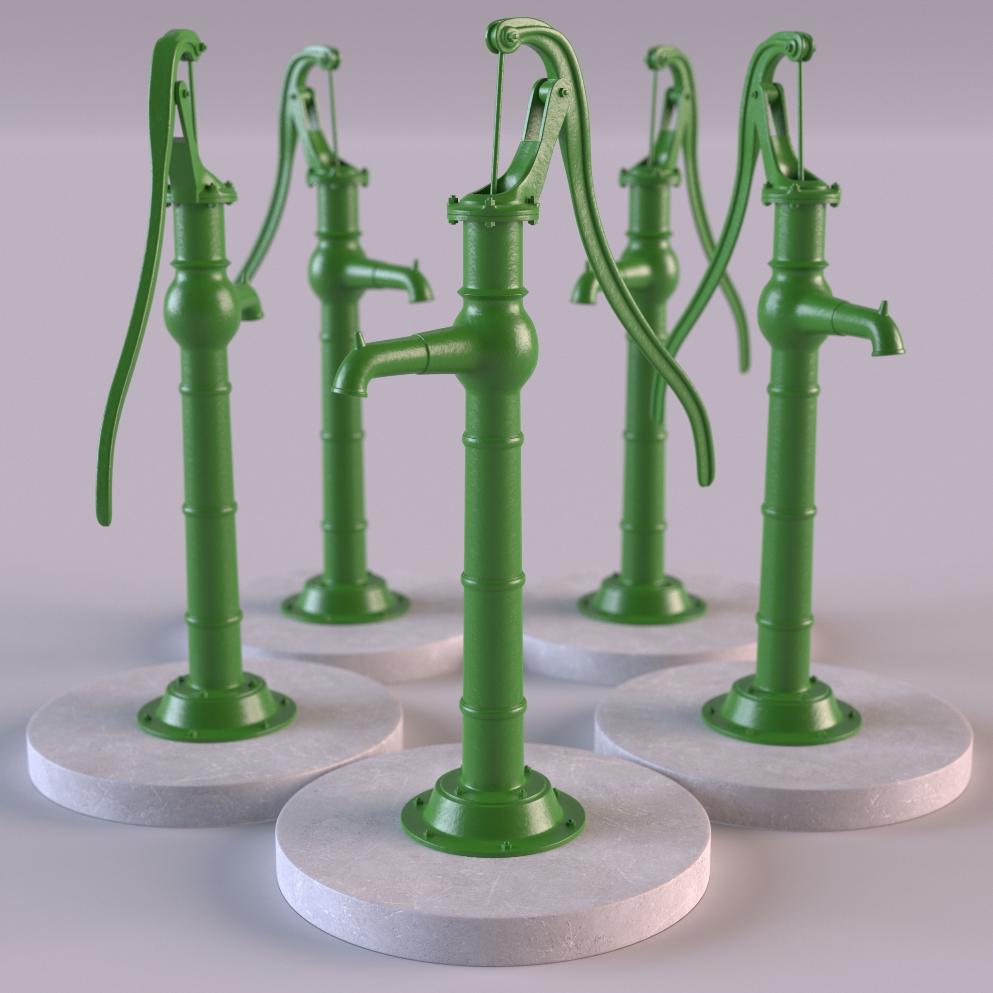 Restored Vintage Hand Water Pump Rigged 3D model