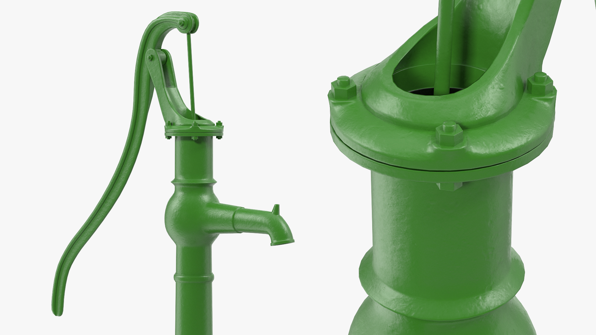 Restored Vintage Hand Water Pump Rigged 3D model