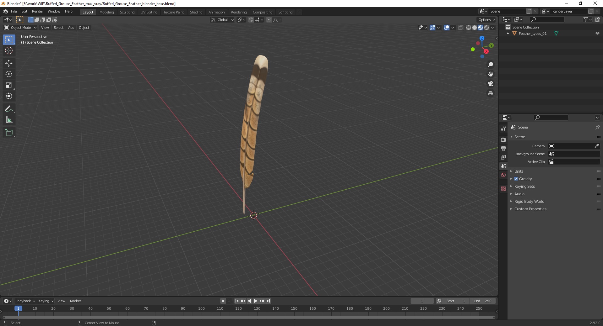 3D Ruffed Grouse Feather