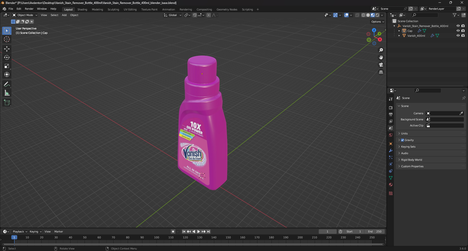 3D Vanish Stain Remover Bottle 400ml model