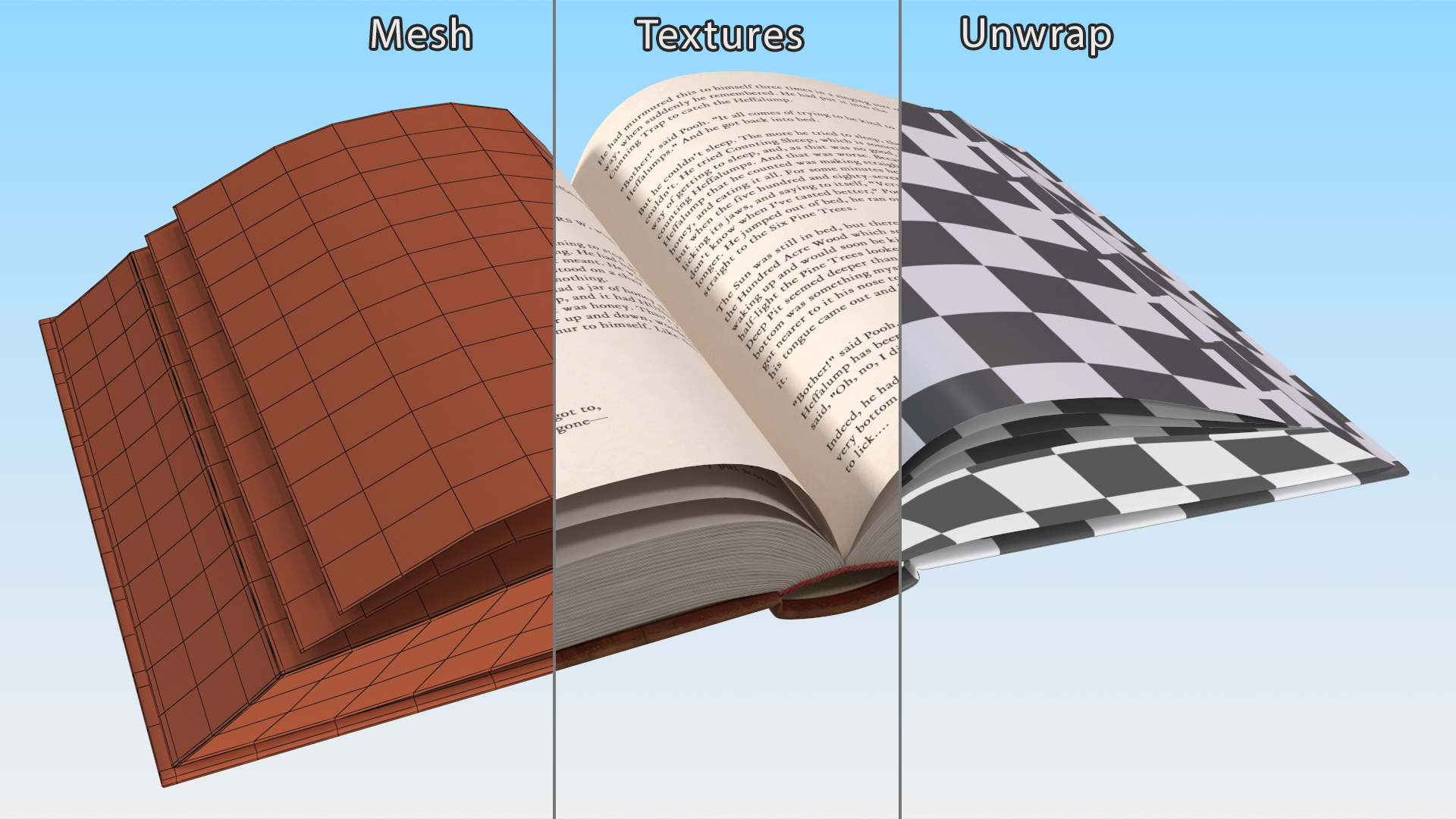 3D Hardcover Book Red English Text Rigged model