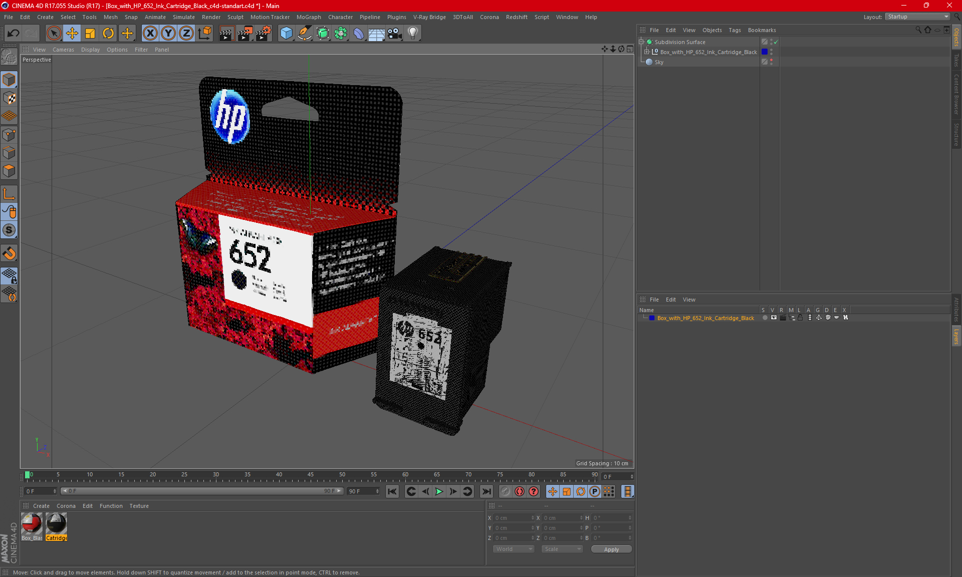3D model Box with HP 652 Ink Cartridge Black