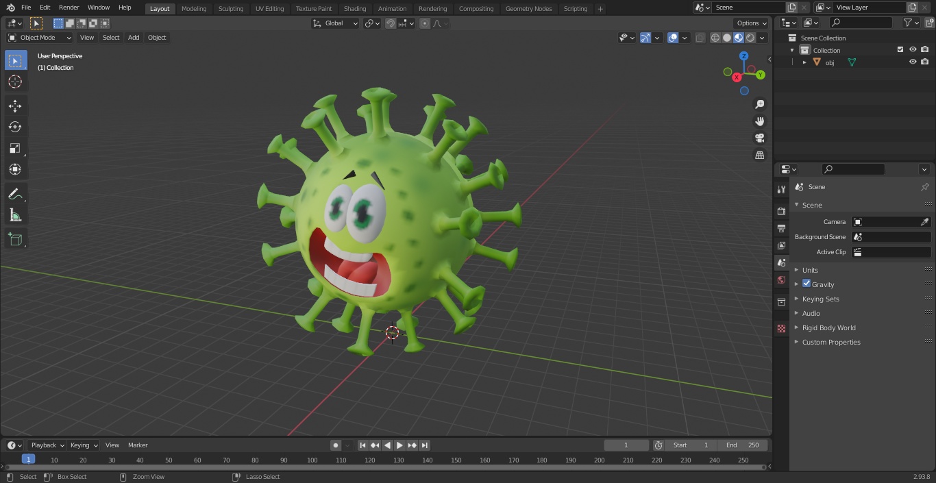 3D Covid Emoji Scared model