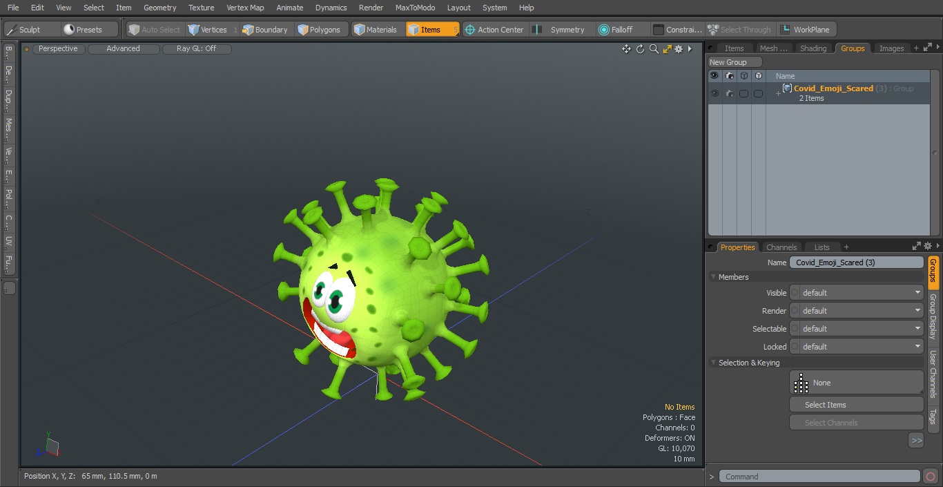 3D Covid Emoji Scared model