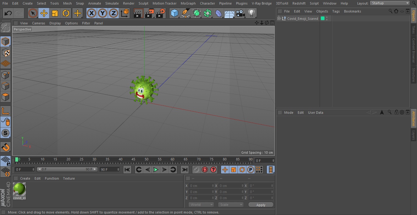 3D Covid Emoji Scared model
