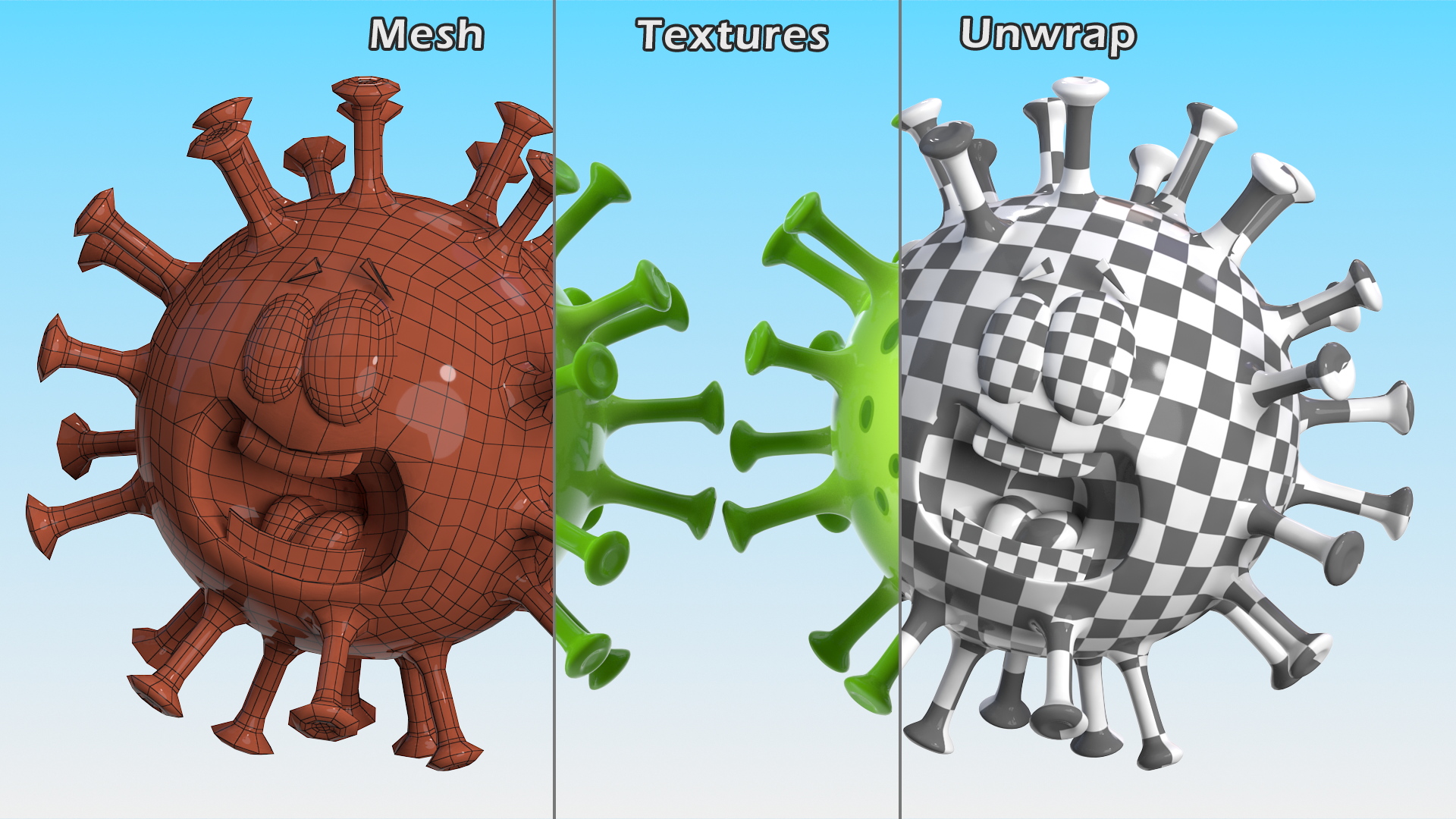 3D Covid Emoji Scared model