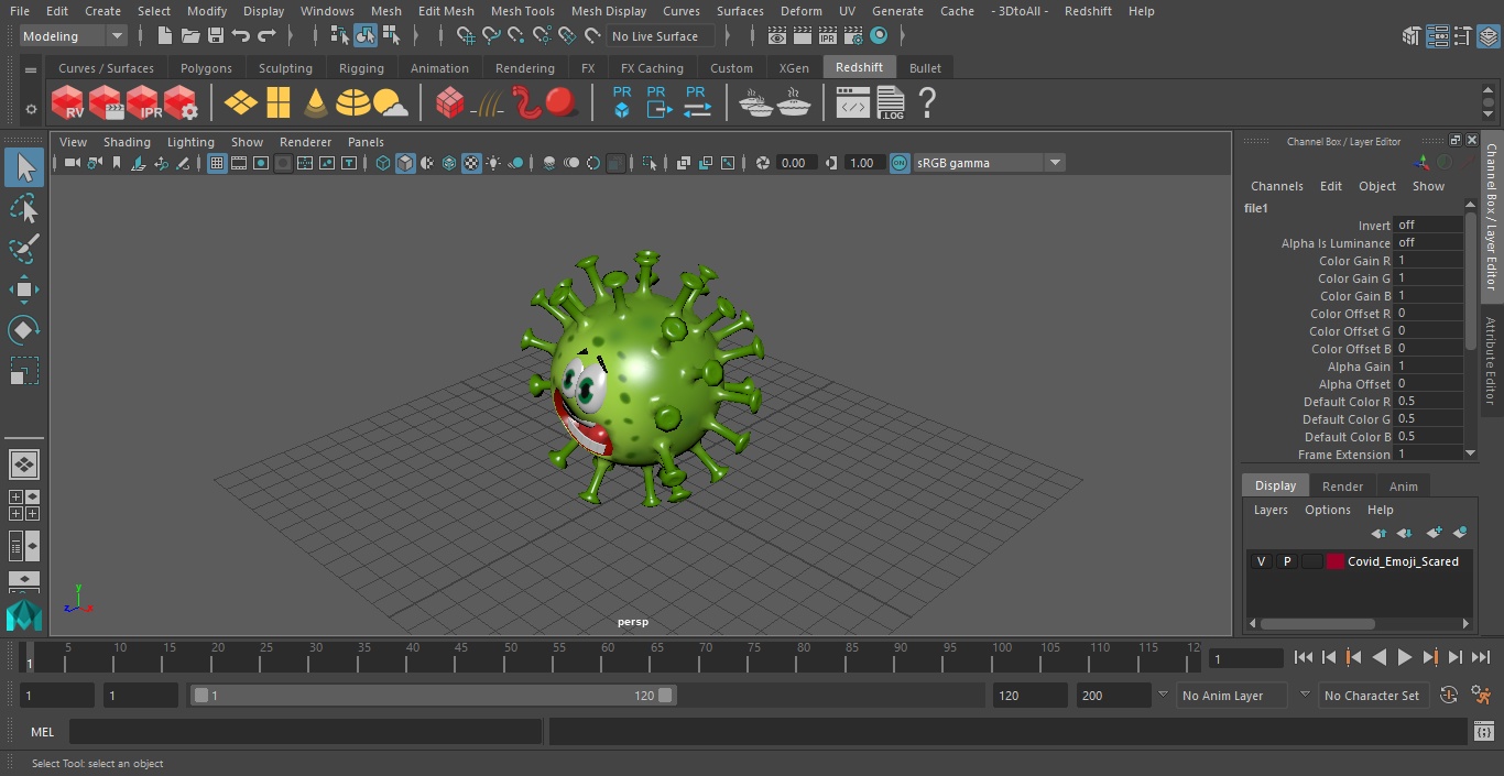3D Covid Emoji Scared model