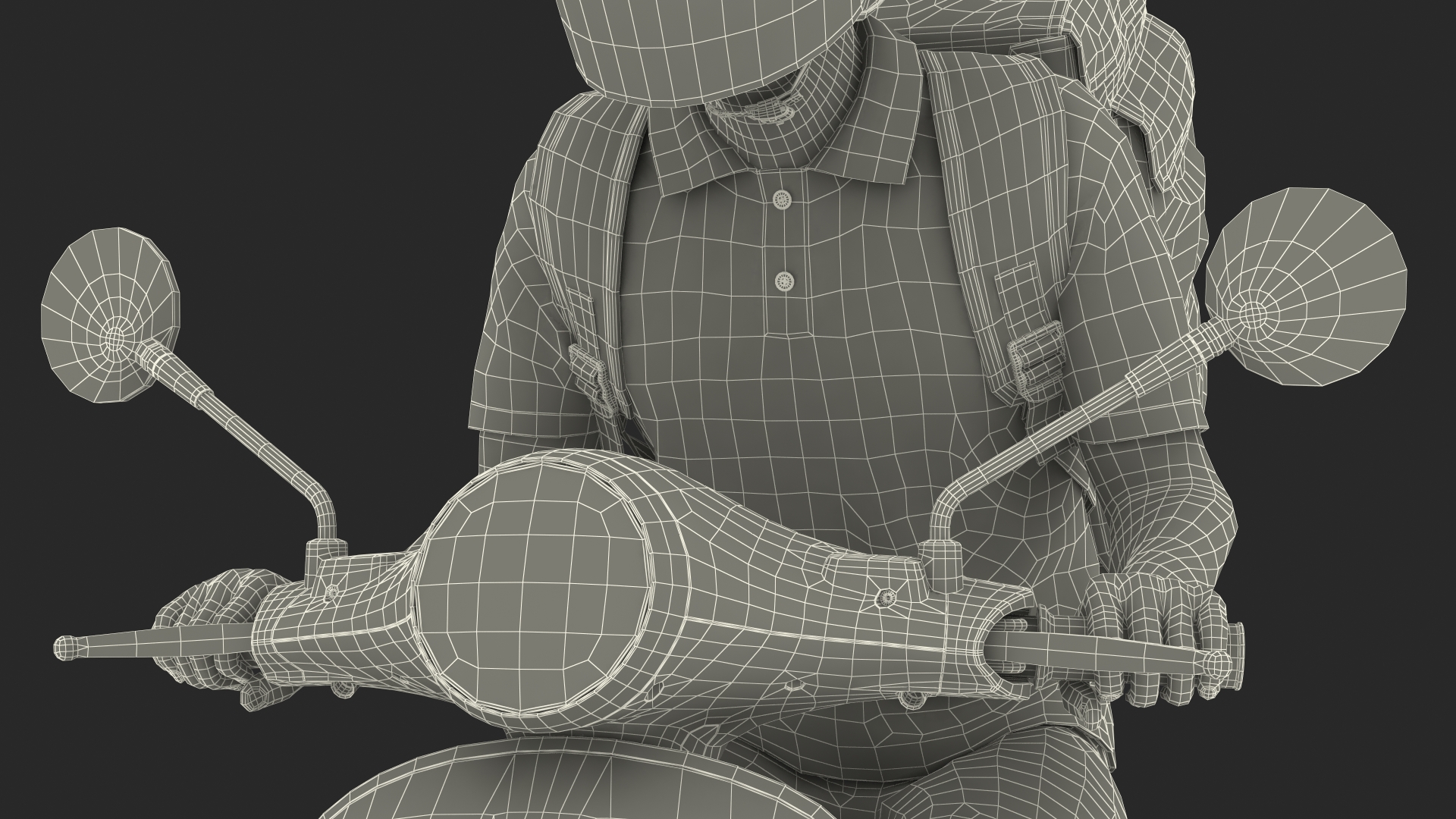 Delivery Man Riding Scooter 3D